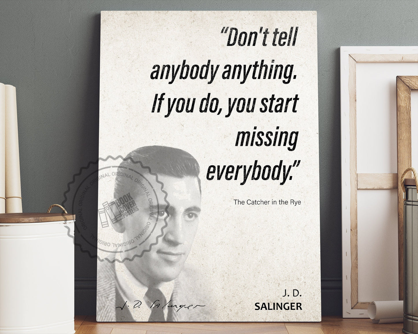 J. D. Salinger Quote Wall Art | "Missing Everybody" The Catcher in the Rye Quote Poster, Quote Print, Quote Art, Book Quote, Book Lover Gift