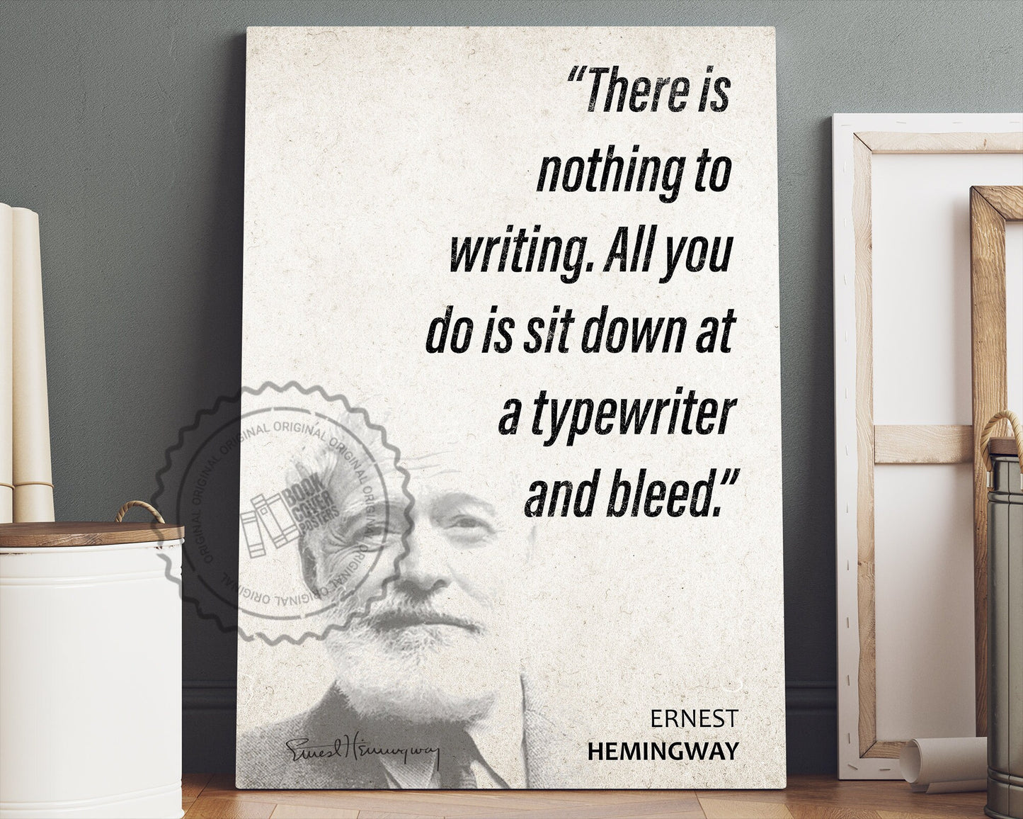Ernest Hemingway Quote Wall Art | "Typewriter" Quote Poster, Quote Print, Quote Art, Book Quotes, Canvas Wall Art, Book Lover Gift