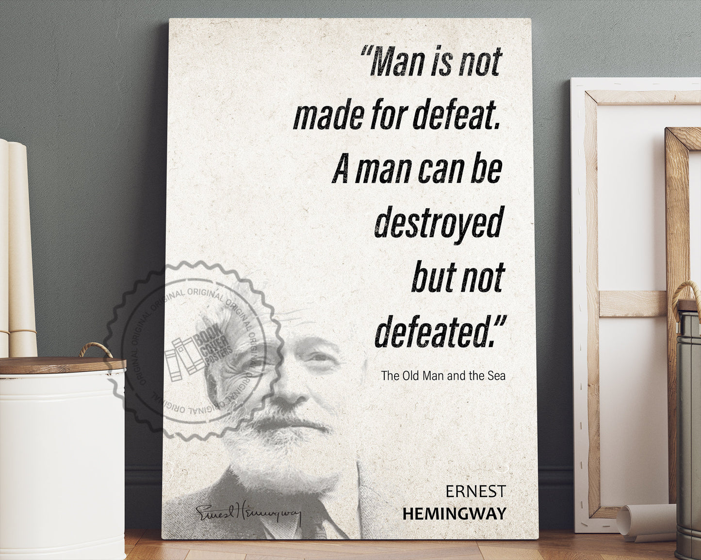 Ernest Hemingway Quote Wall Art | The Old Man and the Sea Quote Poster, Quote Print, Quote Art, Book Quote, Canvas Wall Art, Book Lover Gift
