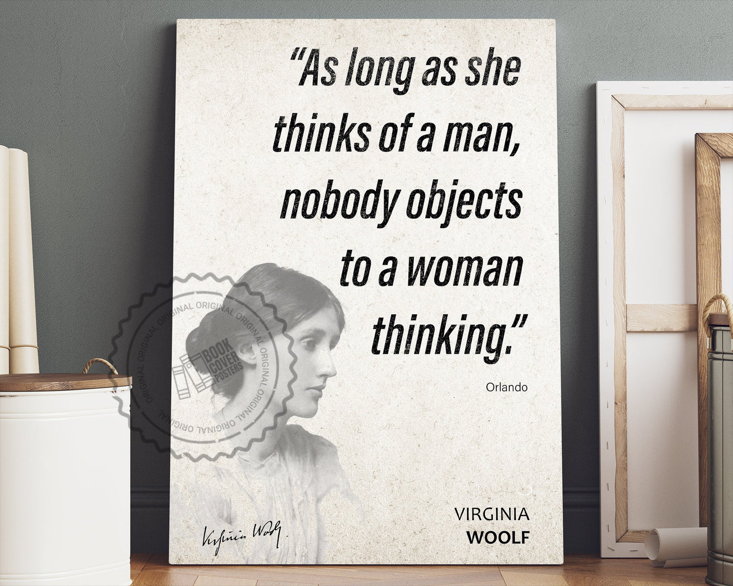 Virginia Woolf Quote Wall Art | "Woman Thinking" Orlando Quote Poster, Quote Print, Quote Art, Book Quotes, Canvas Wall Art, Book Lover Gift