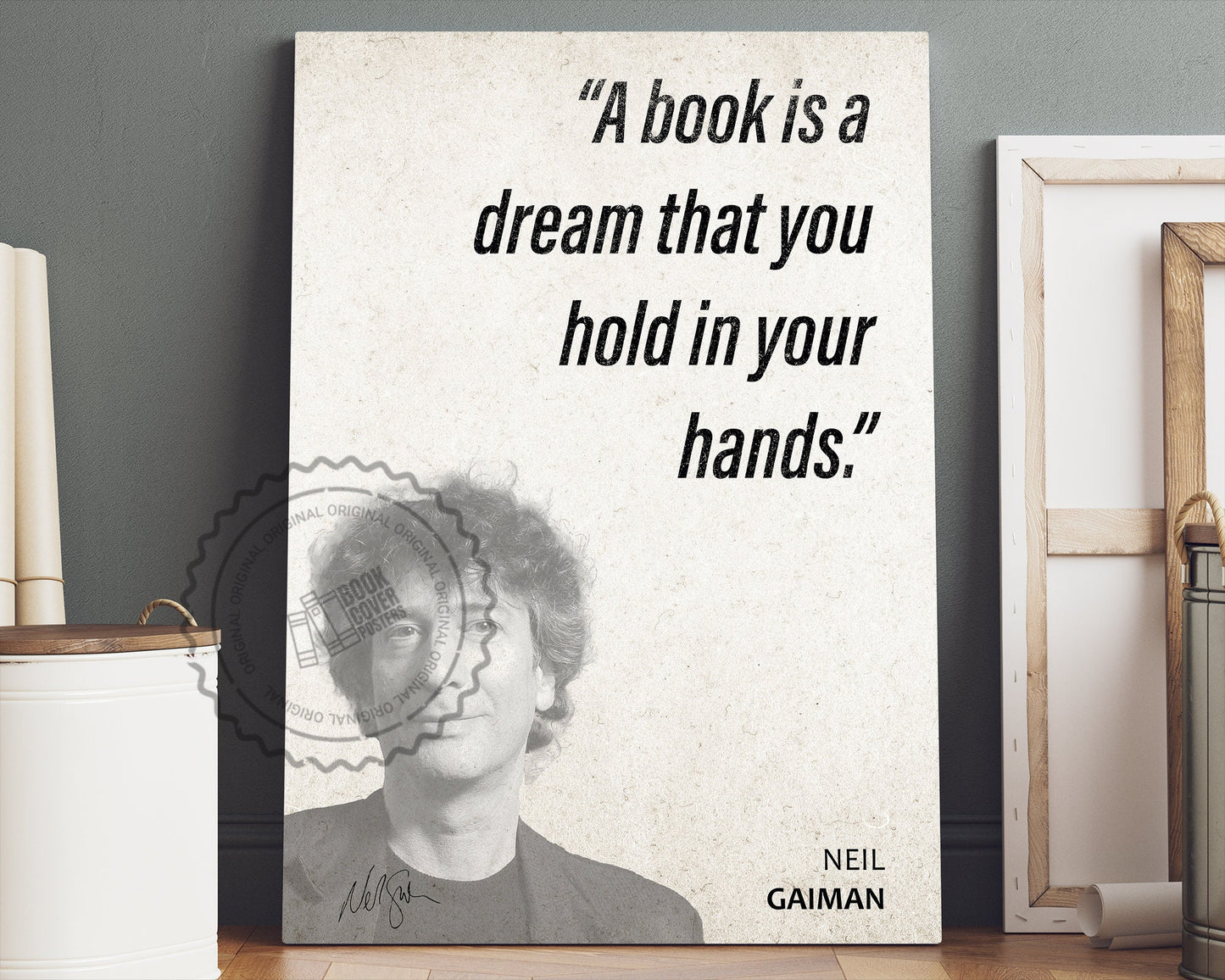 Neil Gaiman Quote Wall Art | "A Book is a Dream" Quote Poster, Quote Print, Quote Art, Book Quote, Canvas Wall Art, Book Lover Gift
