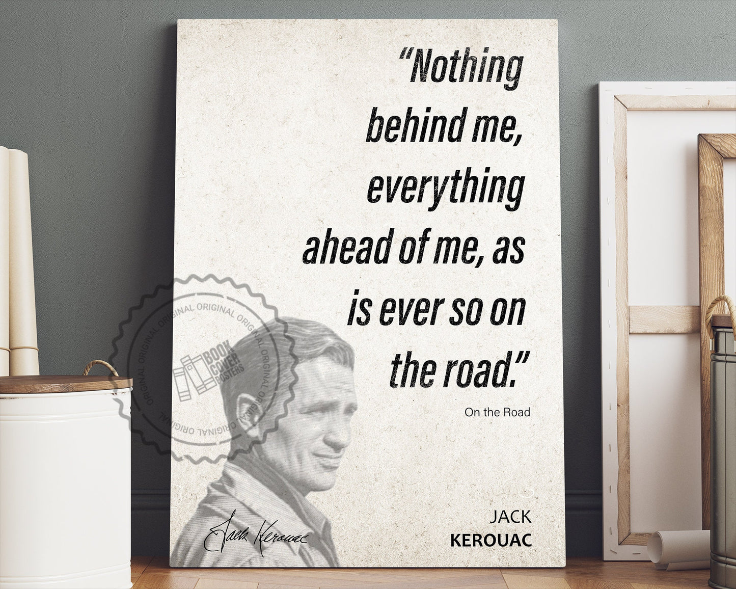 Jack Kerouac Quote Wall Art | "Ahead of Me" On the Road Quote Poster, Quote Print, Quote Art, Book Quotes, Canvas Wall Art, Book Lover Gift