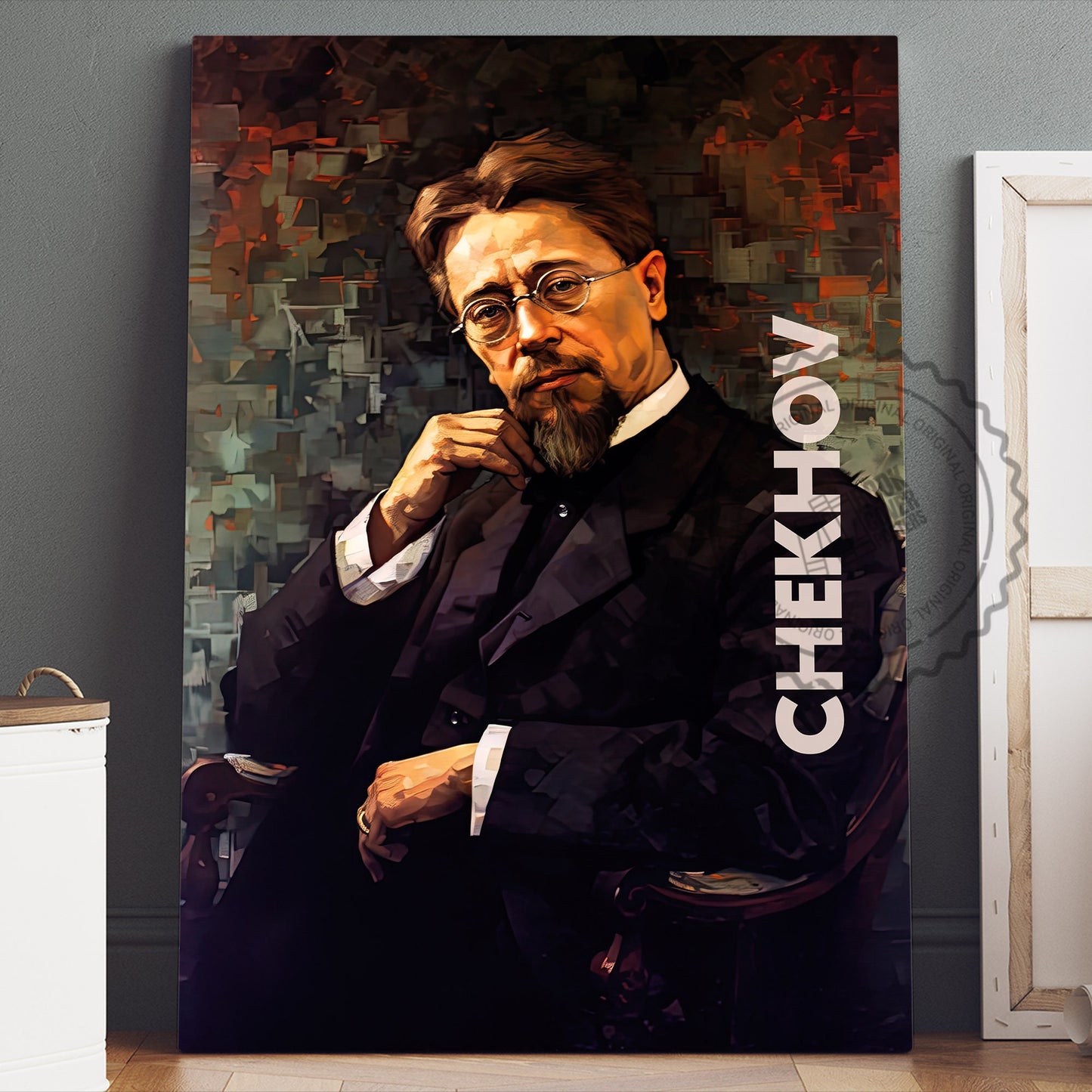Anton Chekhov Poster Canvas Wall Art, Book Lover Gifts, Gifts for Readers, Bookish Gifts, Bookworm Gifts, Library Decor
