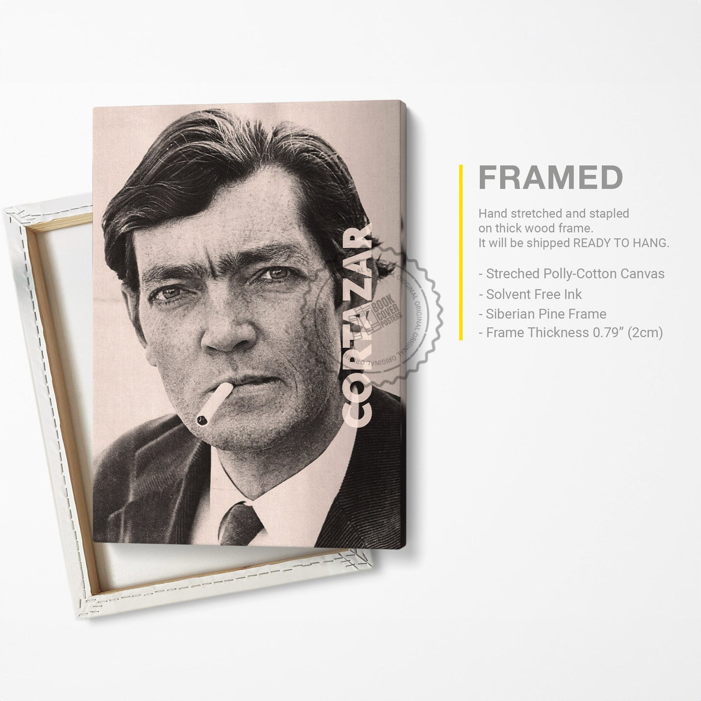 Julio Cortazar Poster Canvas Wall Art, Book Lover Gifts, Gifts for Readers, Bookish Gifts, Bookworm Gifts, Library Decor