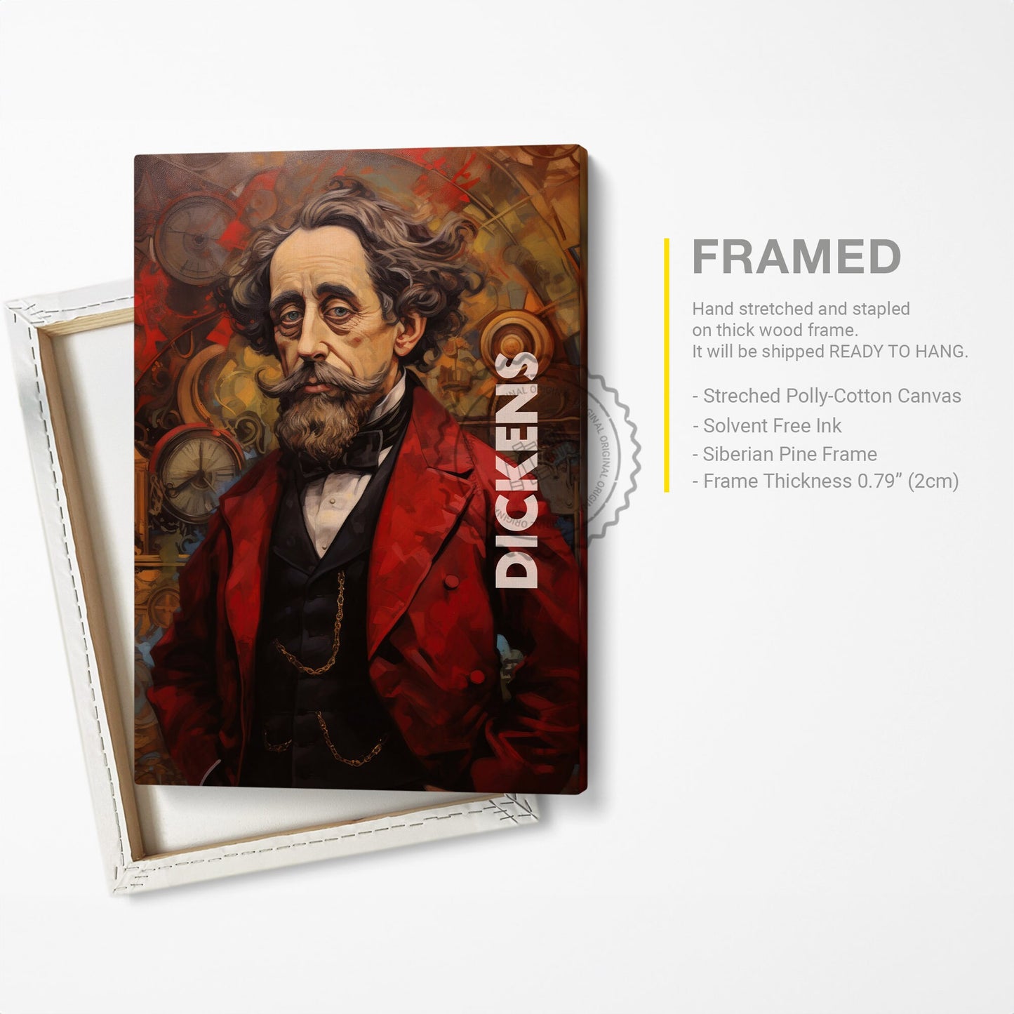 Charles Dickens Poster Canvas Wall Art, Book Lover Gifts, Gifts for Readers, Bookish Gifts, Bookworm Gifts, Library Decor