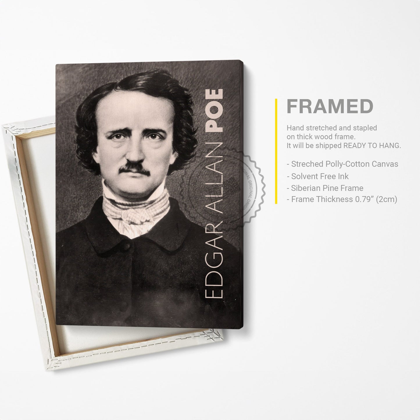 Edgar Allan Poe Poster Canvas Wall Art, Book Lover Gifts, Gifts for Readers, Bookish Gifts, Bookworm Gifts, Library Decor