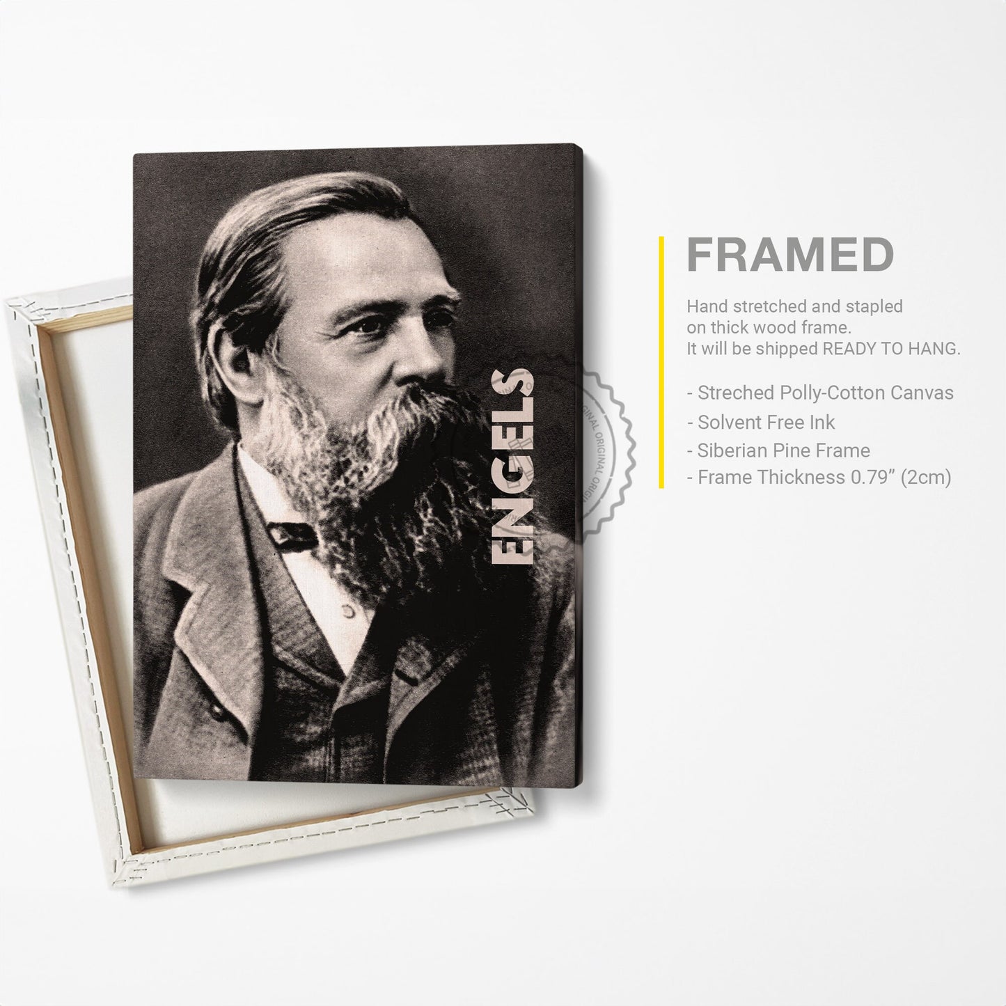 Friedrich Engels Poster Canvas Wall Art, Book Lover Gifts, Gifts for Readers, Bookish Gifts, Bookworm Gifts, Library Decor