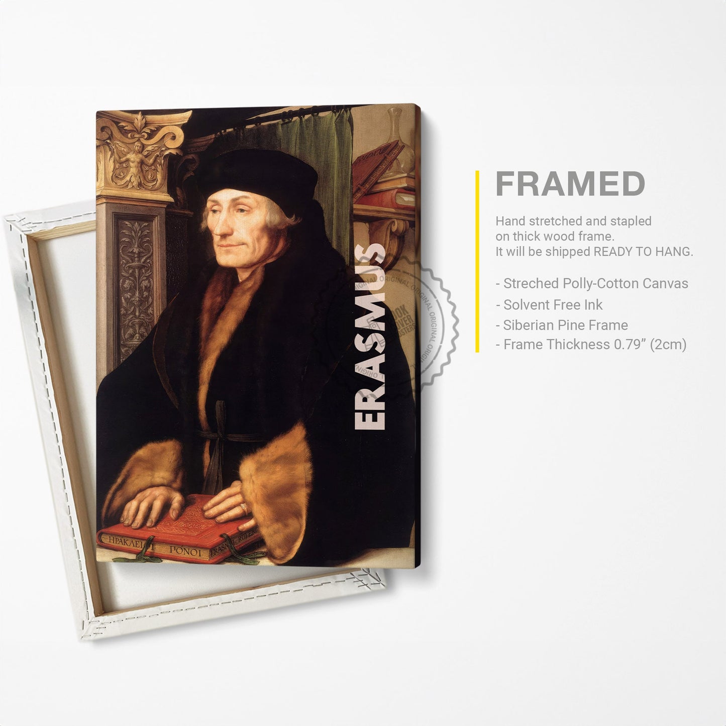 Erasmus Poster Canvas Wall Art, Book Lover Gifts, Gifts for Readers, Bookish Gifts, Bookworm Gifts, Library Decor