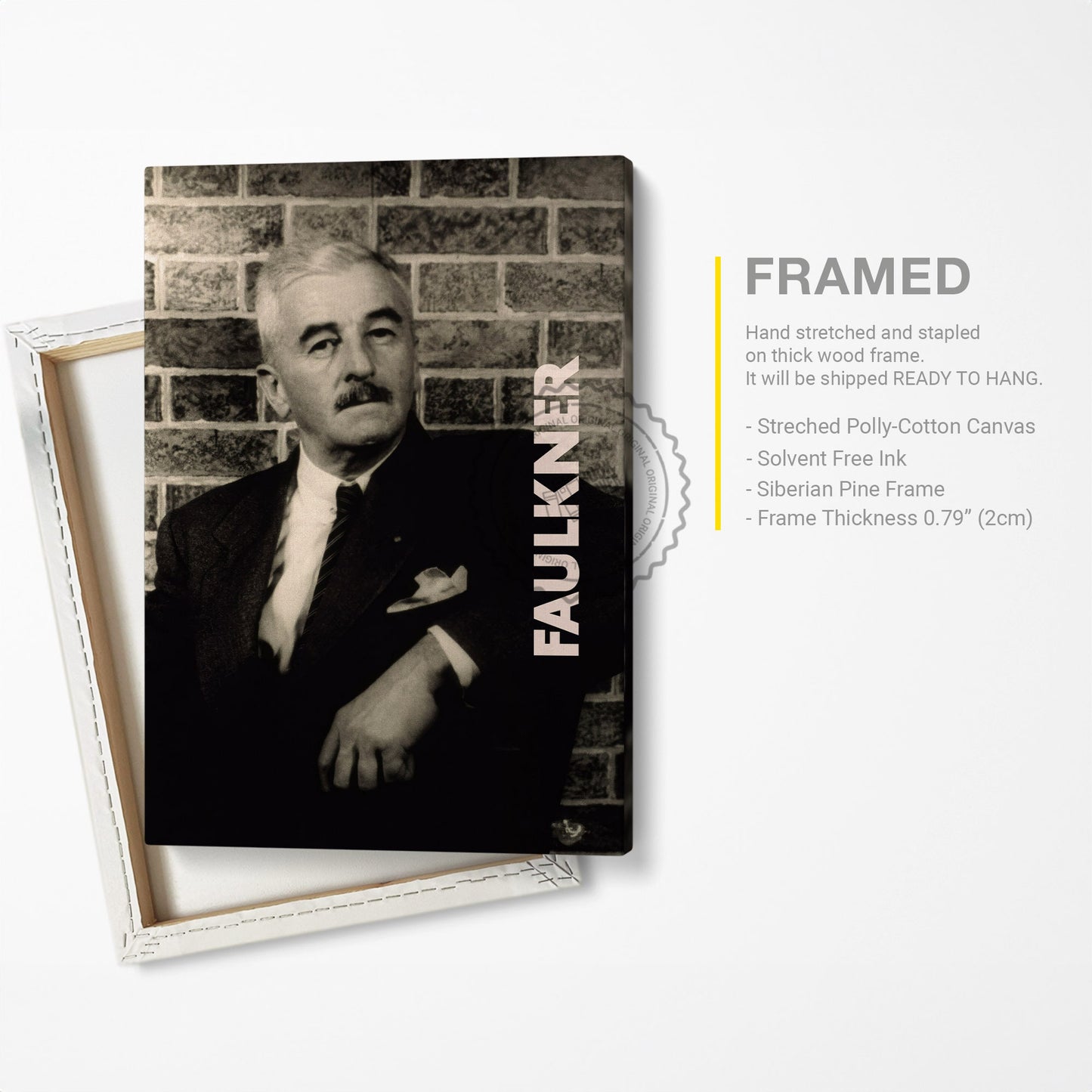 William Faulkner Poster Canvas Wall Art, Book Lover Gifts, Gifts for Readers, Bookish Gifts, Bookworm Gifts, Library Decor