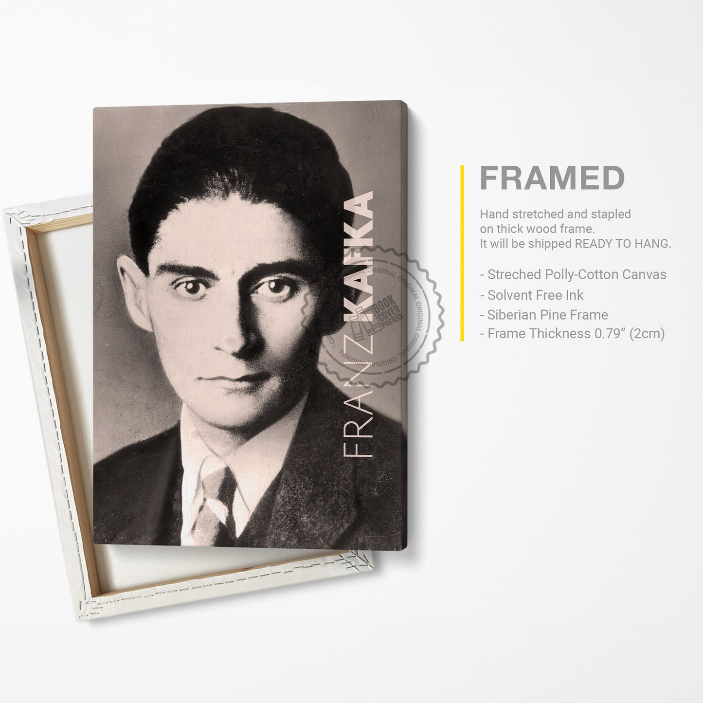 Franz Kafka Poster Canvas Wall Art, Book Lover Gifts, Gifts for Readers, Bookish Gifts, Bookworm Gifts, Library Decor