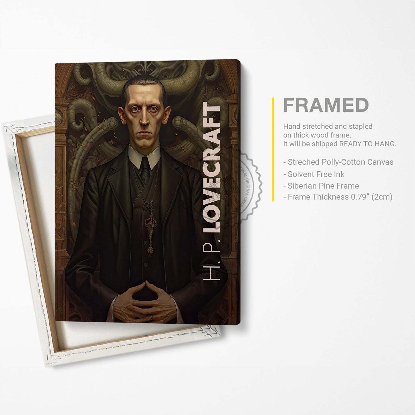 H. P. Lovecraft Poster Canvas Wall Art, Book Lover Gifts, Gifts for Readers, Bookish Gifts, Bookworm Gifts, Library Decor