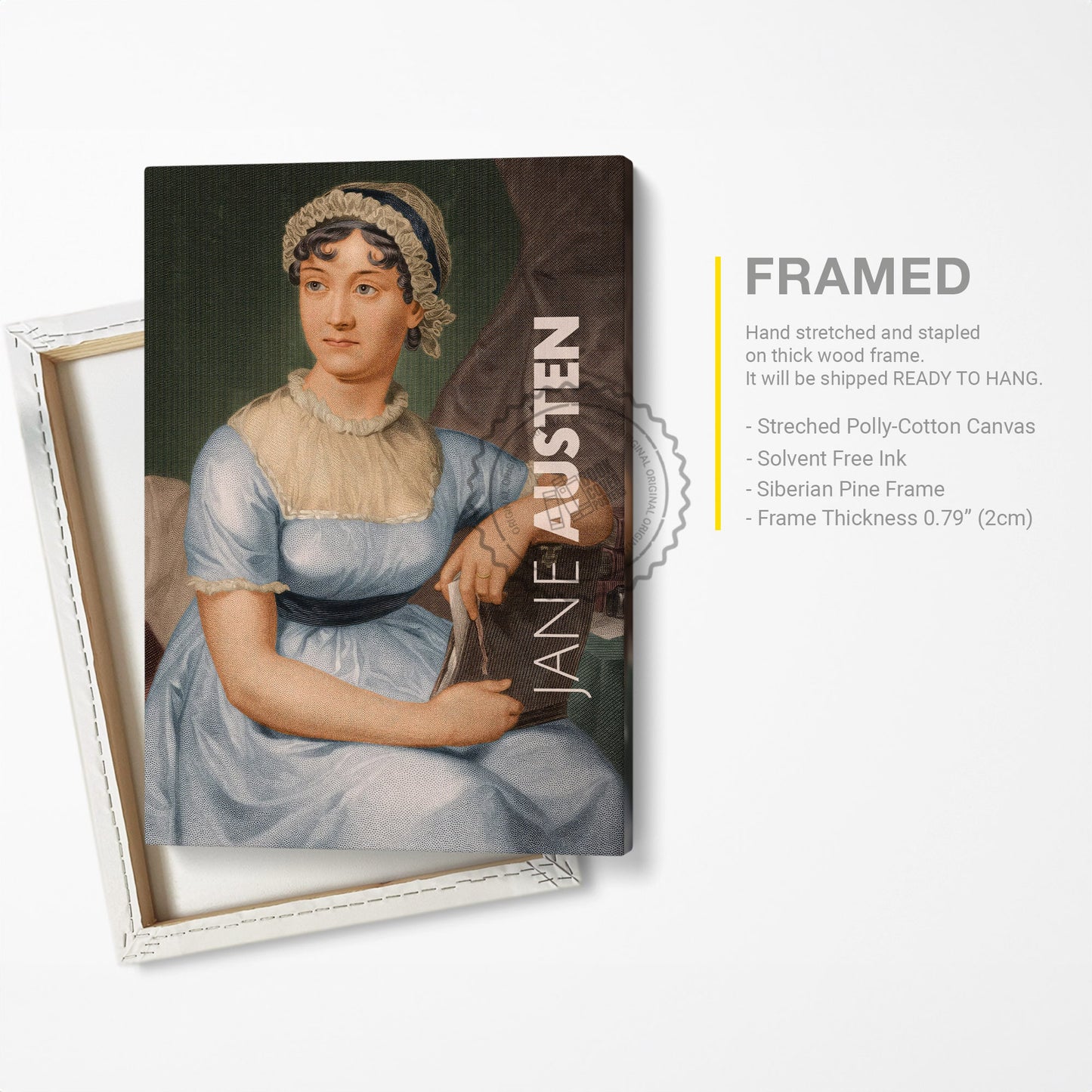 Jane Austen Poster Canvas Wall Art, Book Lover Gifts, Gifts for Readers, Bookish Gifts, Bookworm Gifts, Library Decor