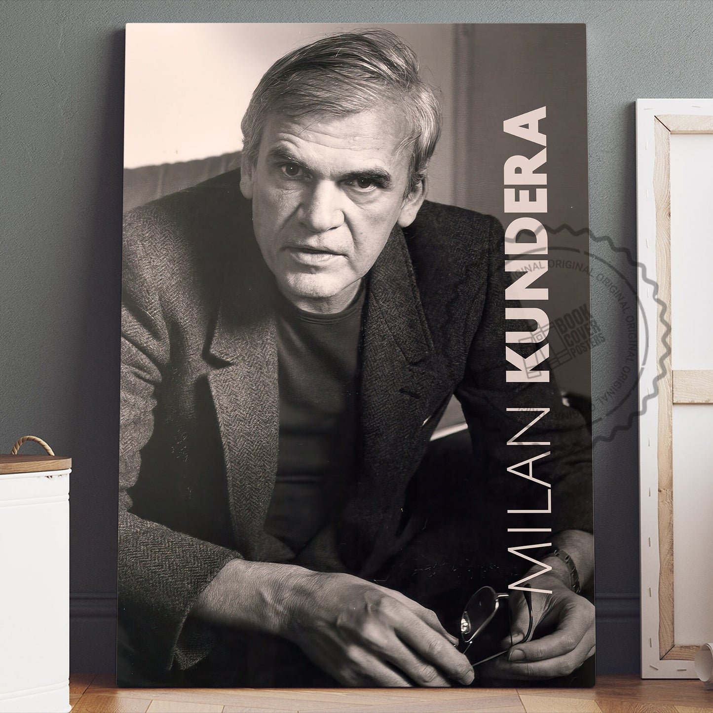 Milan Kundera Poster Canvas Wall Art, Book Lover Gifts, Gifts for Readers, Bookish Gifts, Bookworm Gifts, Library Decor