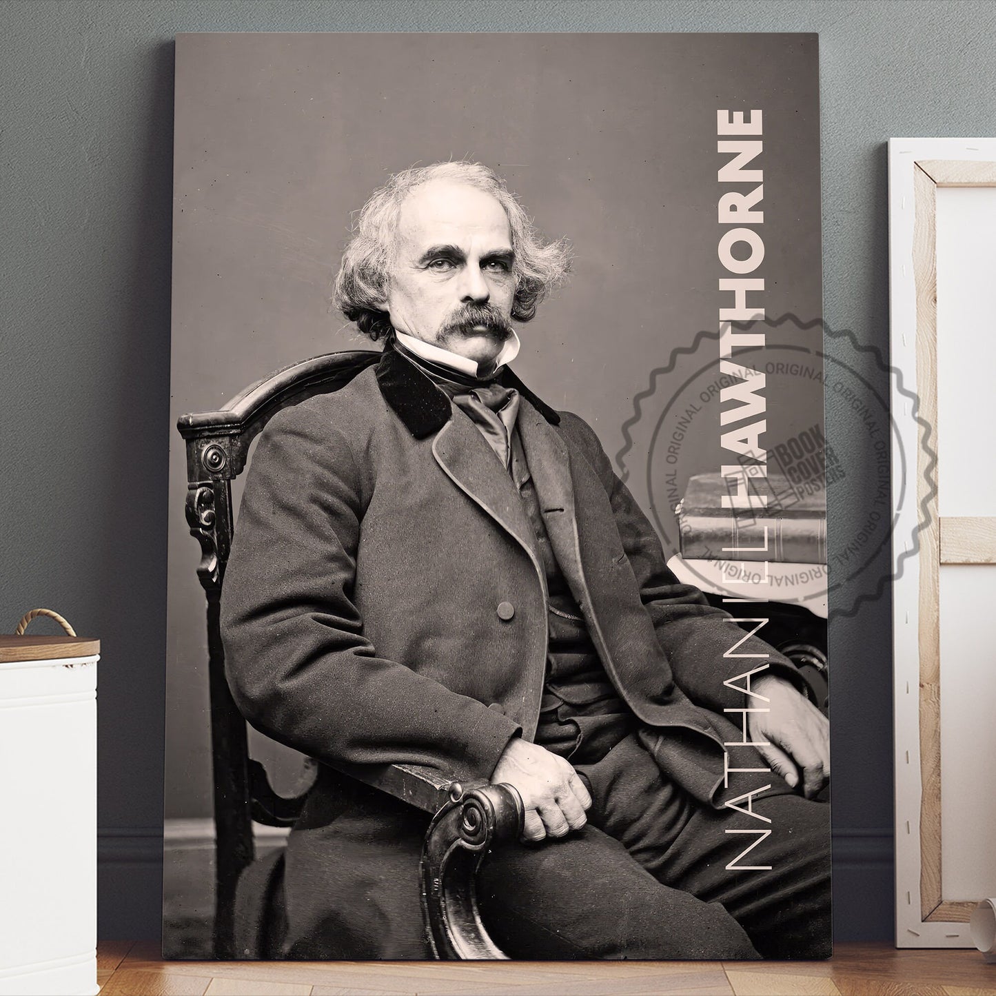 Nathaniel Hawthorne Poster Canvas Wall Art, Book Lover Gifts, Gifts for Readers, Bookish Gifts, Bookworm Gifts, Library Decor