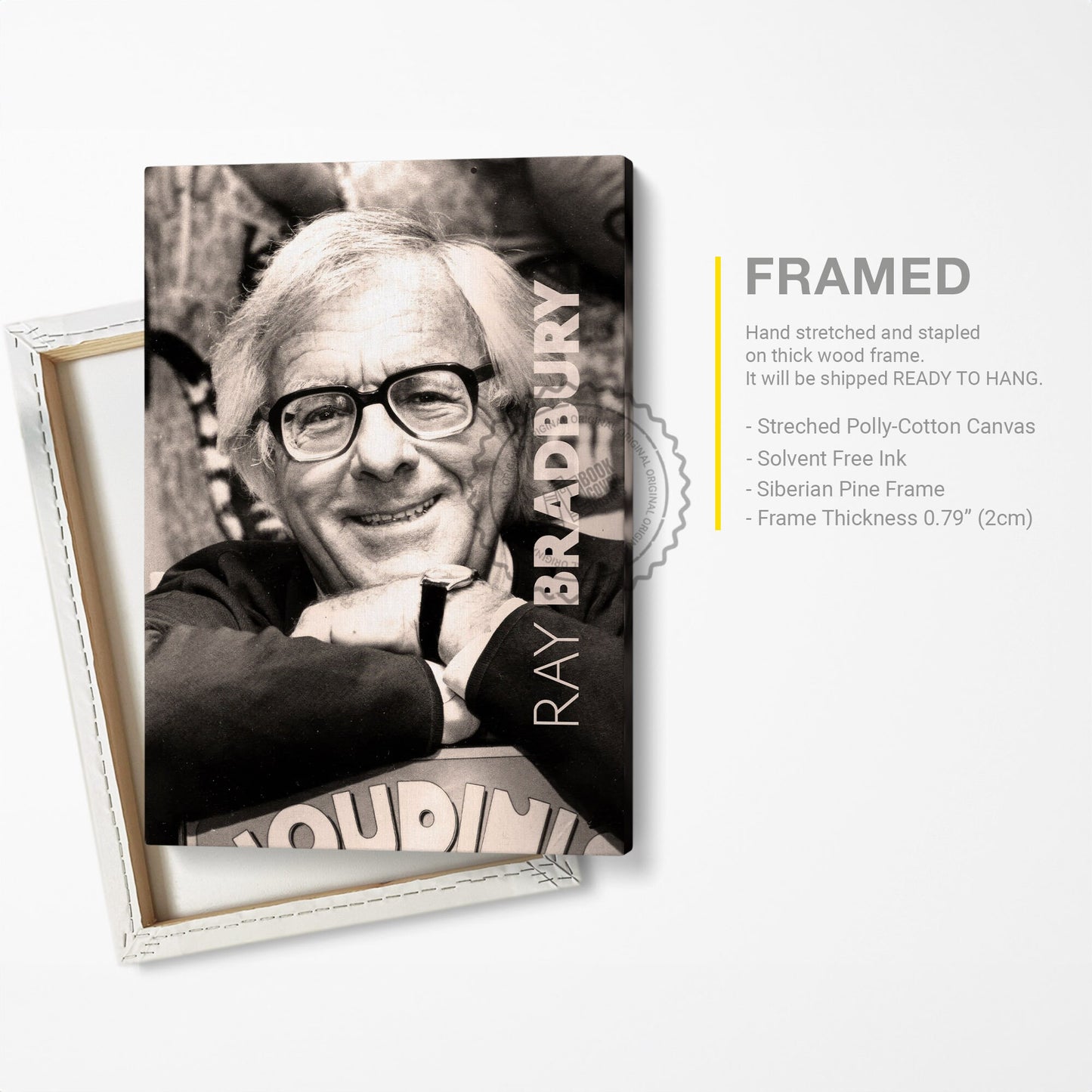 Ray Bradbury Poster Canvas Wall Art, Book Lover Gifts, Gifts for Readers, Bookish Gifts, Bookworm Gifts, Library Decor
