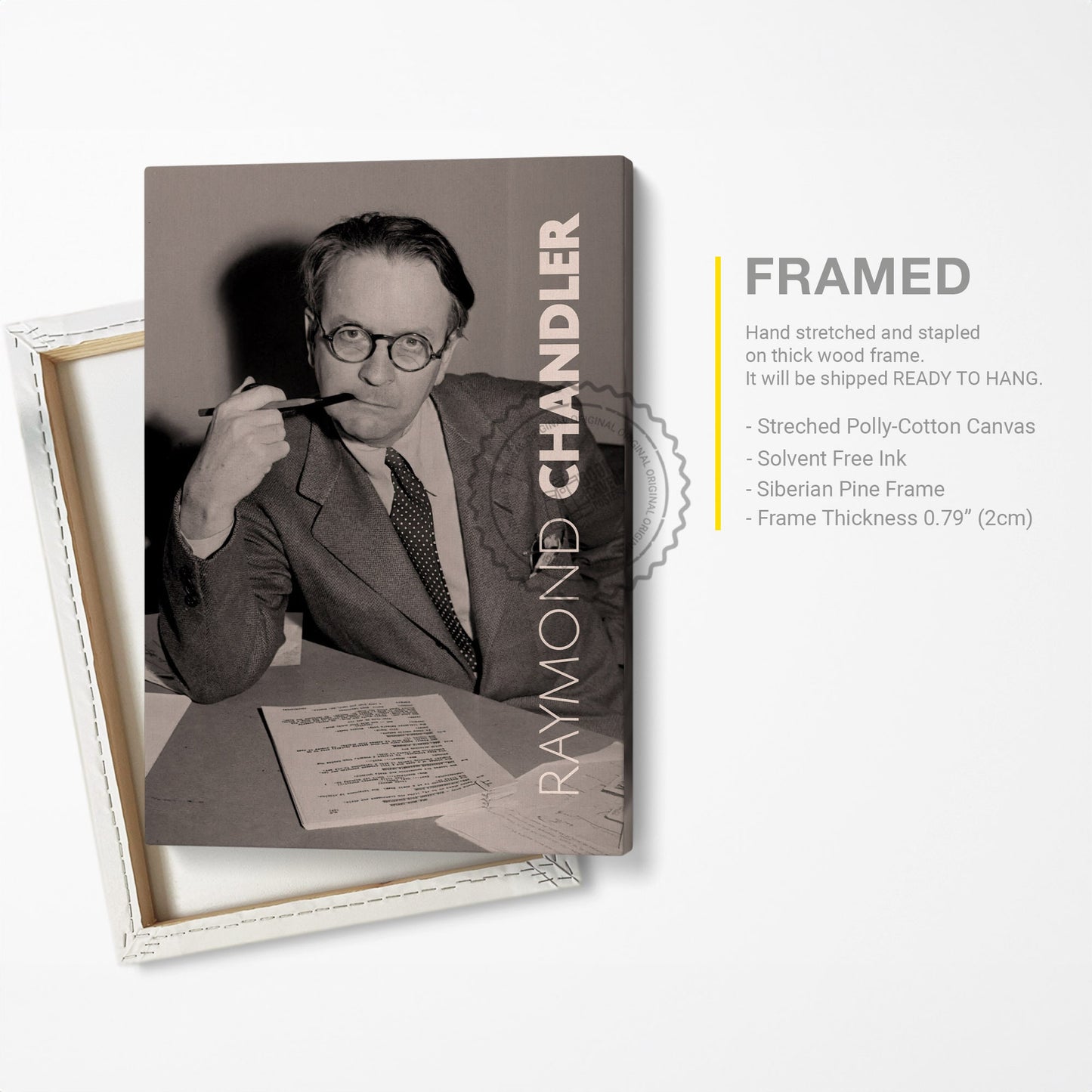 Raymond Chandler Poster Canvas Wall Art, Book Lover Gifts, Gifts for Readers, Bookish Gifts, Bookworm Gifts, Library Decor