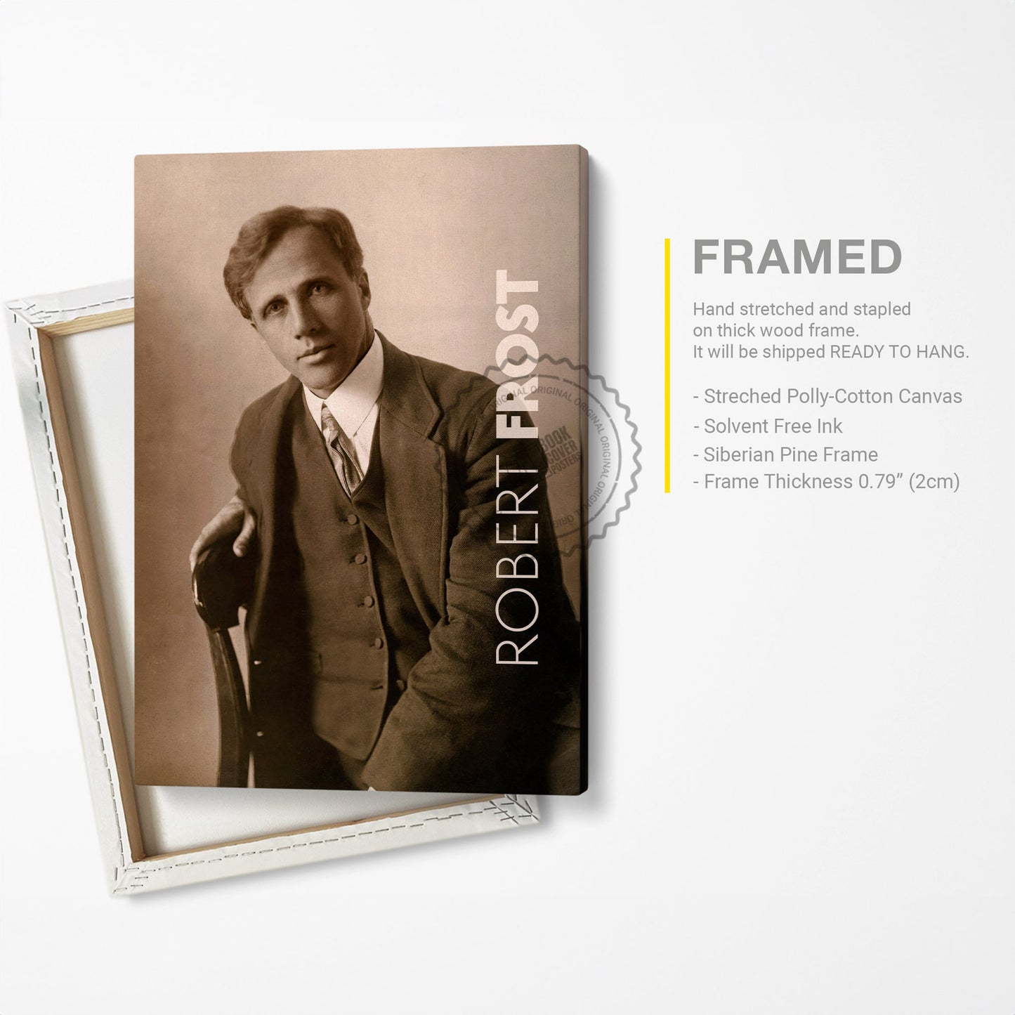 Robert Frost Poster Canvas Wall Art, Book Lover Gifts, Gifts for Readers, Bookish Gifts, Bookworm Gifts, Library Decor
