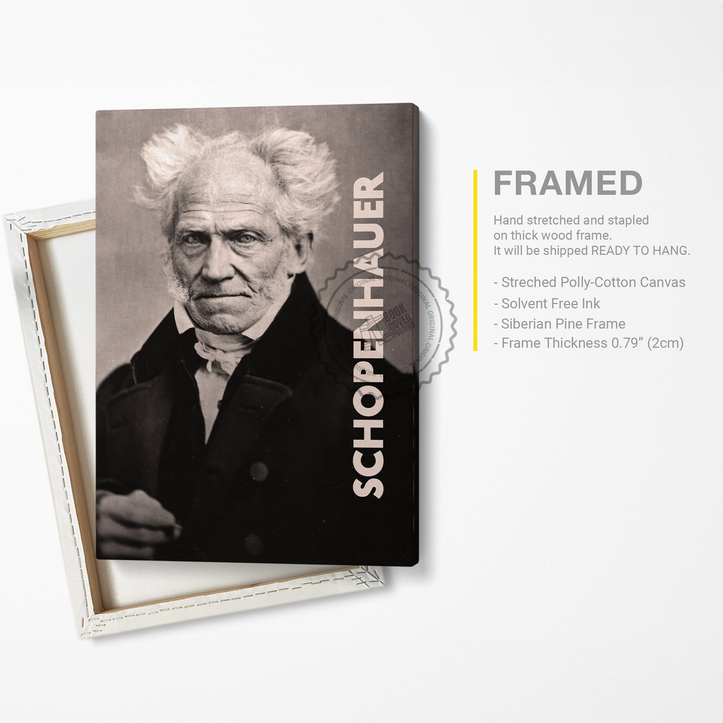 Arthur Schopenhauer Poster Canvas Wall Art, Book Lover Gifts, Gifts for Readers, Bookish Gifts, Bookworm Gifts, Library Decor