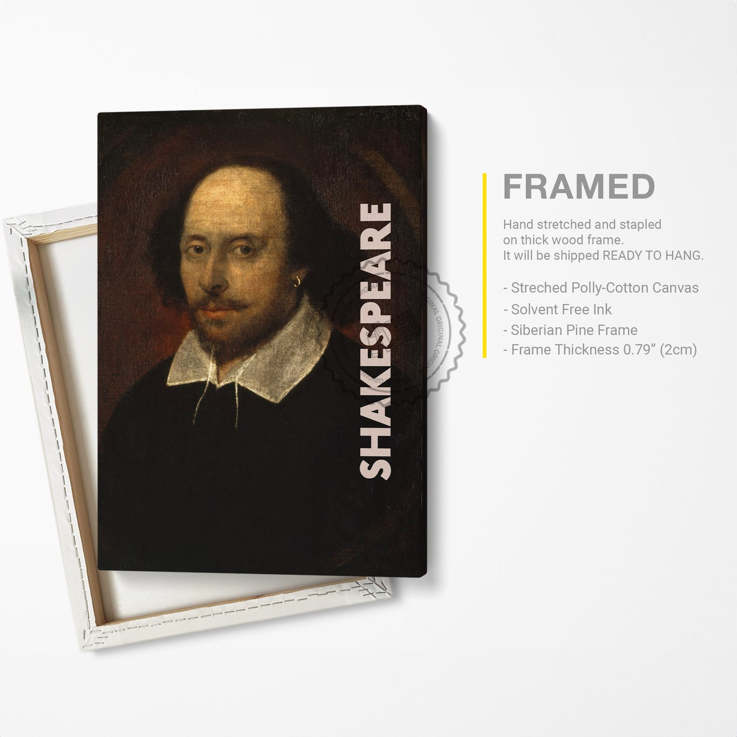 William Shakespeare Poster Canvas Wall Art, Book Lover Gifts, Gifts for Readers, Bookish Gifts, Bookworm Gifts, Library Decor