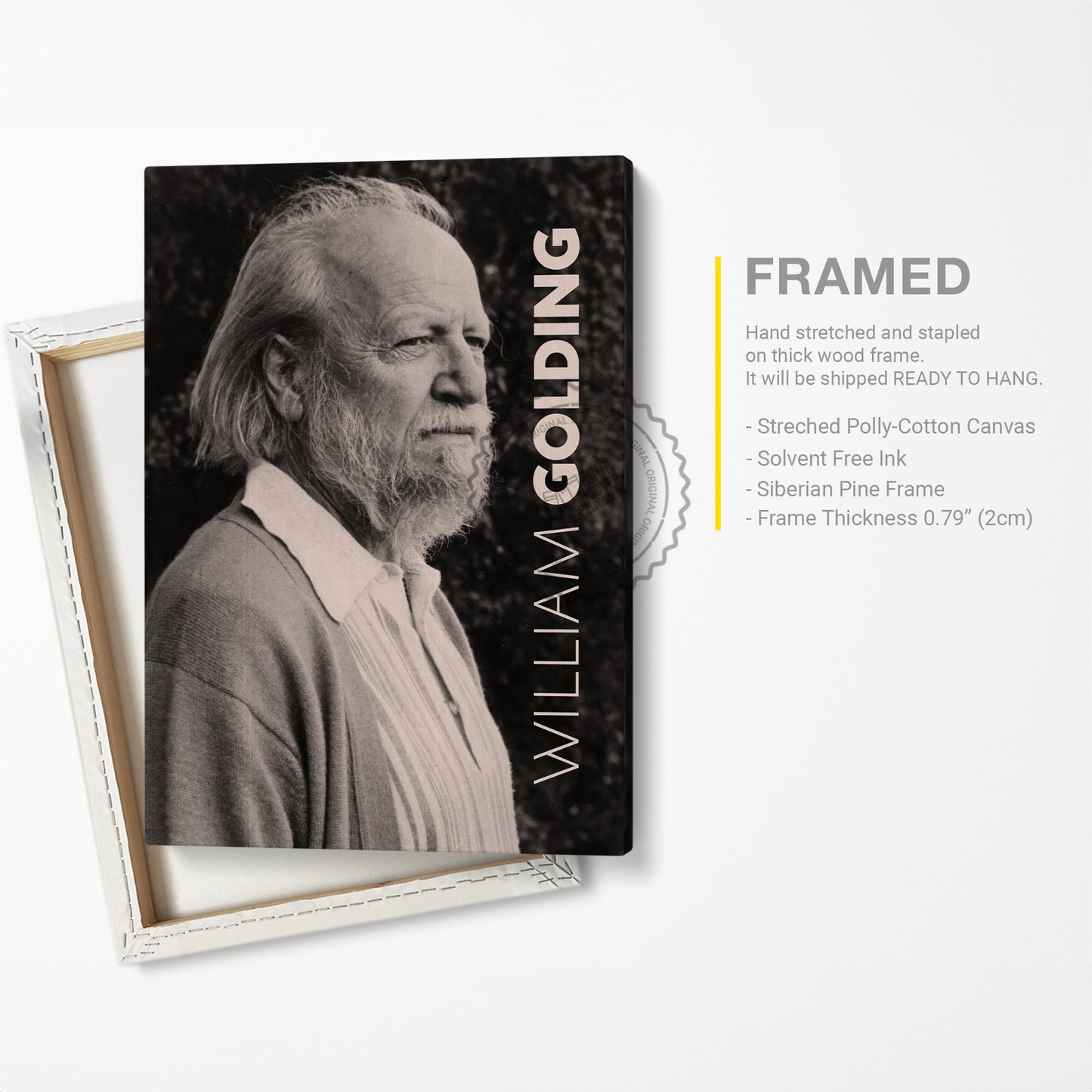 William Golding Poster Canvas Wall Art, Book Lover Gifts, Gifts for Readers, Bookish Gifts, Bookworm Gifts, Library Decor