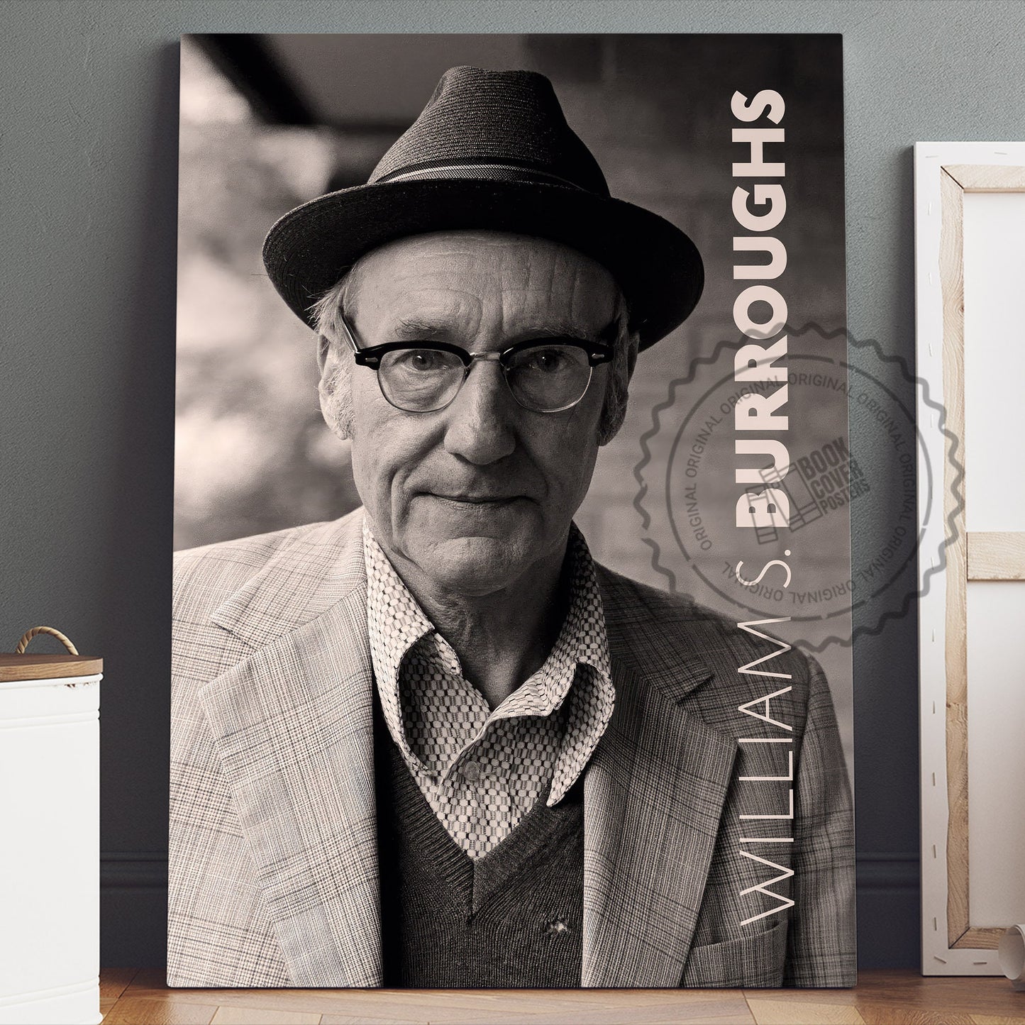 William S. Burroughs Poster Canvas Wall Art, Book Lover Gifts, Gifts for Readers, Bookish Gifts, Bookworm Gifts, Library Decor