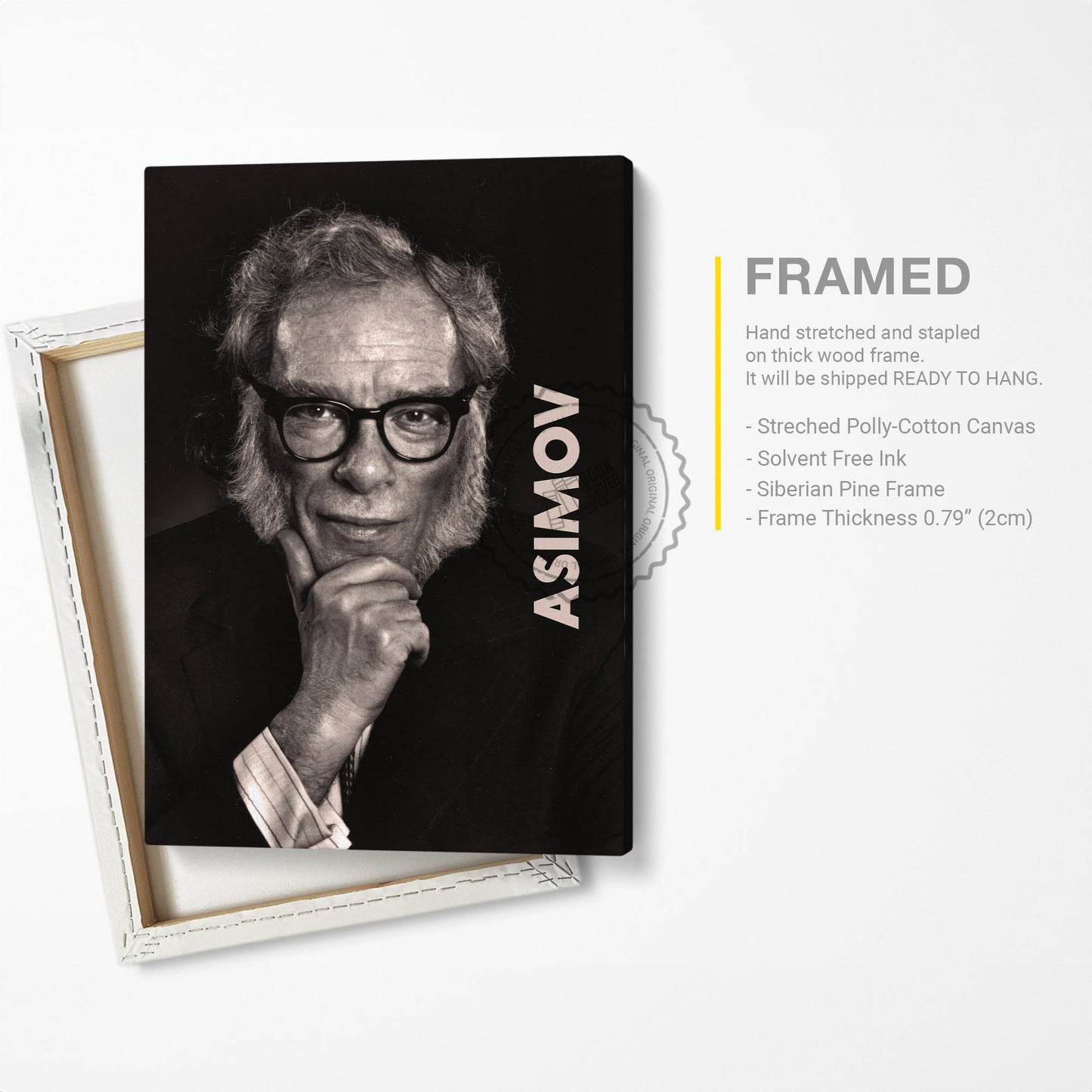 Isaac Asimov Poster Canvas Wall Art, Book Lover Gifts, Gifts for Readers, Bookish Gifts, Bookworm Gifts, Library Decor