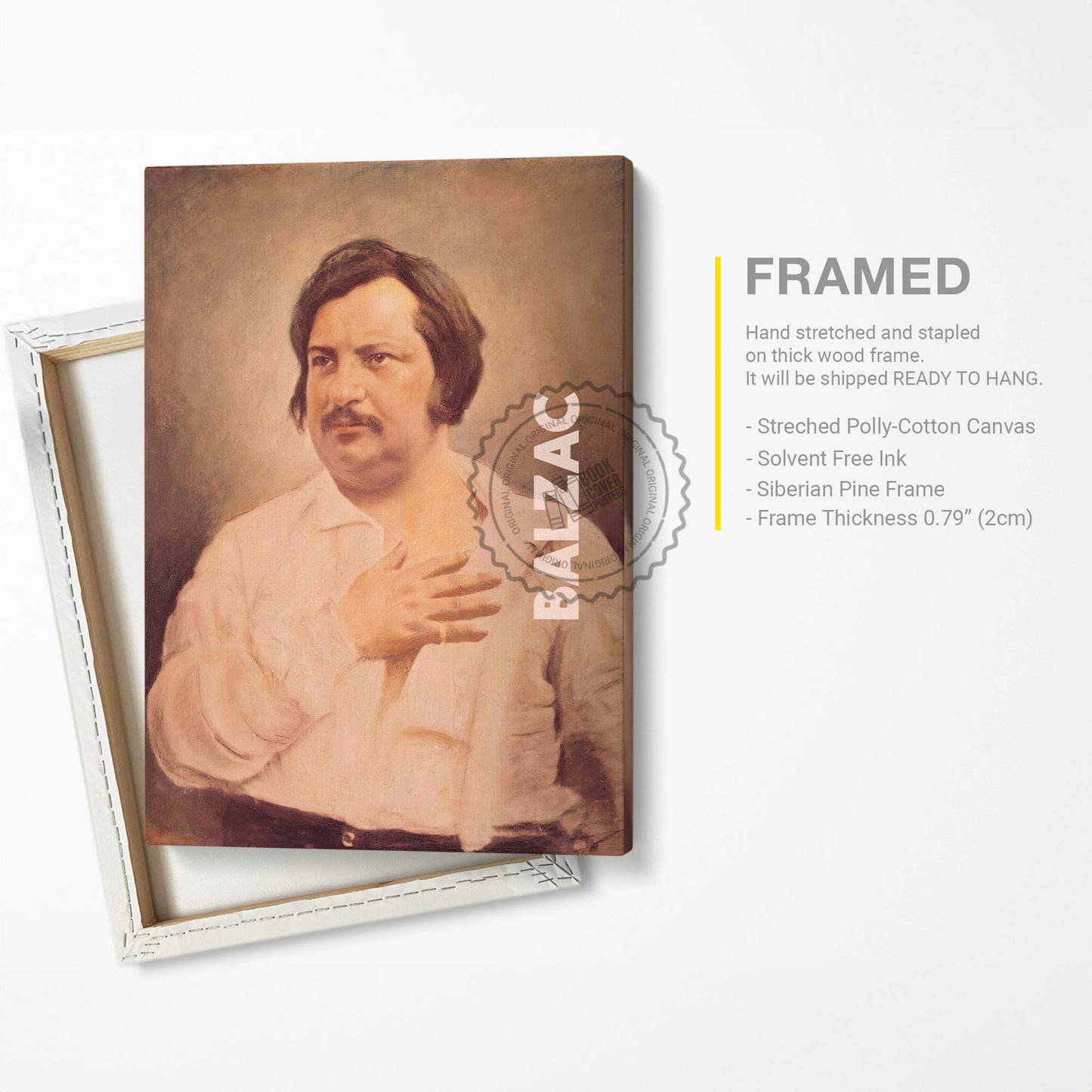Honore de Balzac Poster Canvas Wall Art, Book Lover Gifts, Gifts for Readers, Bookish Gifts, Bookworm Gifts, Library Decor