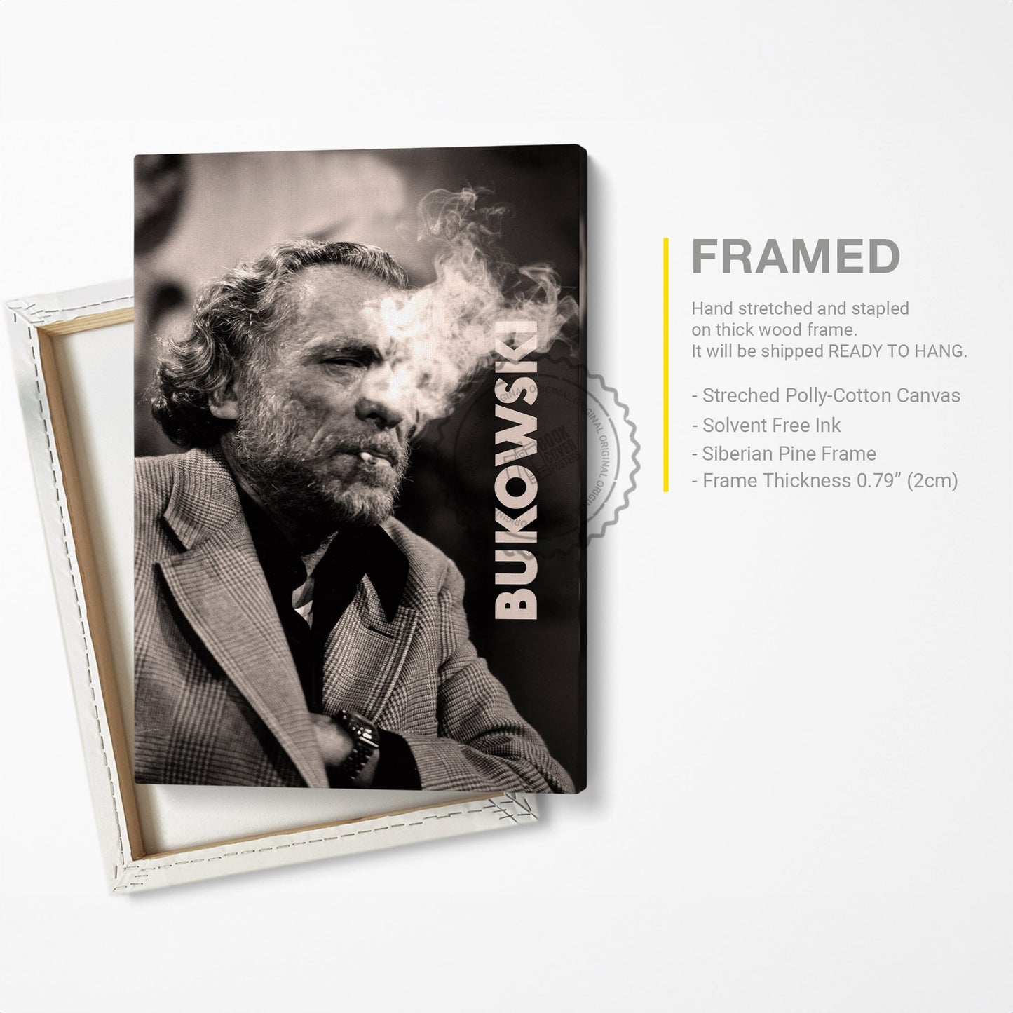 Charles Bukowski Poster Canvas Wall Art, Book Lover Gifts, Gifts for Readers, Bookish Gifts, Bookworm Gifts, Library Decor