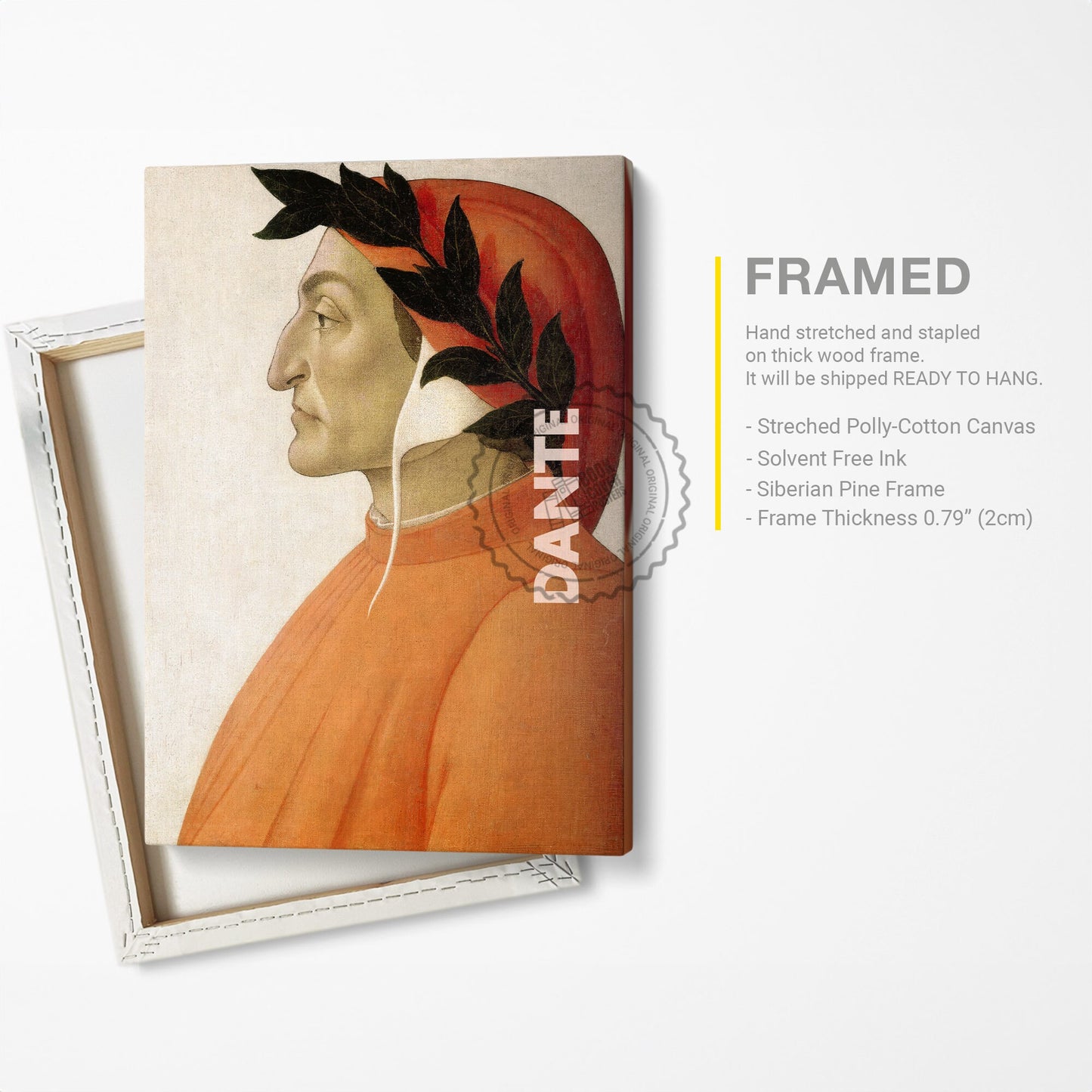 Dante Alighieri Poster Canvas Wall Art, Book Lover Gifts, Gifts for Readers, Bookish Gifts, Bookworm Gifts, Library Decor