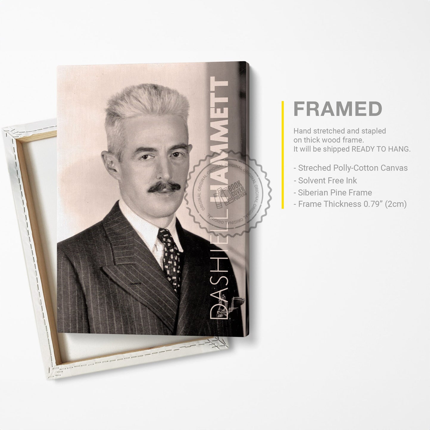 Dashiell Hammett Poster Canvas Wall Art, Book Lover Gifts, Gifts for Readers, Bookish Gifts, Bookworm Gifts, Library Decor