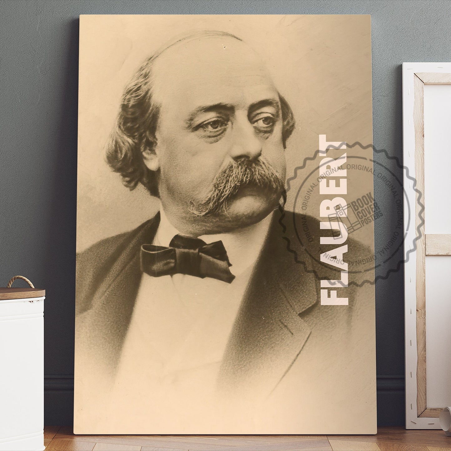 Gustave Flaubert Poster Canvas Wall Art, Book Lover Gifts, Gifts for Readers, Bookish Gifts, Bookworm Gifts, Library Decor