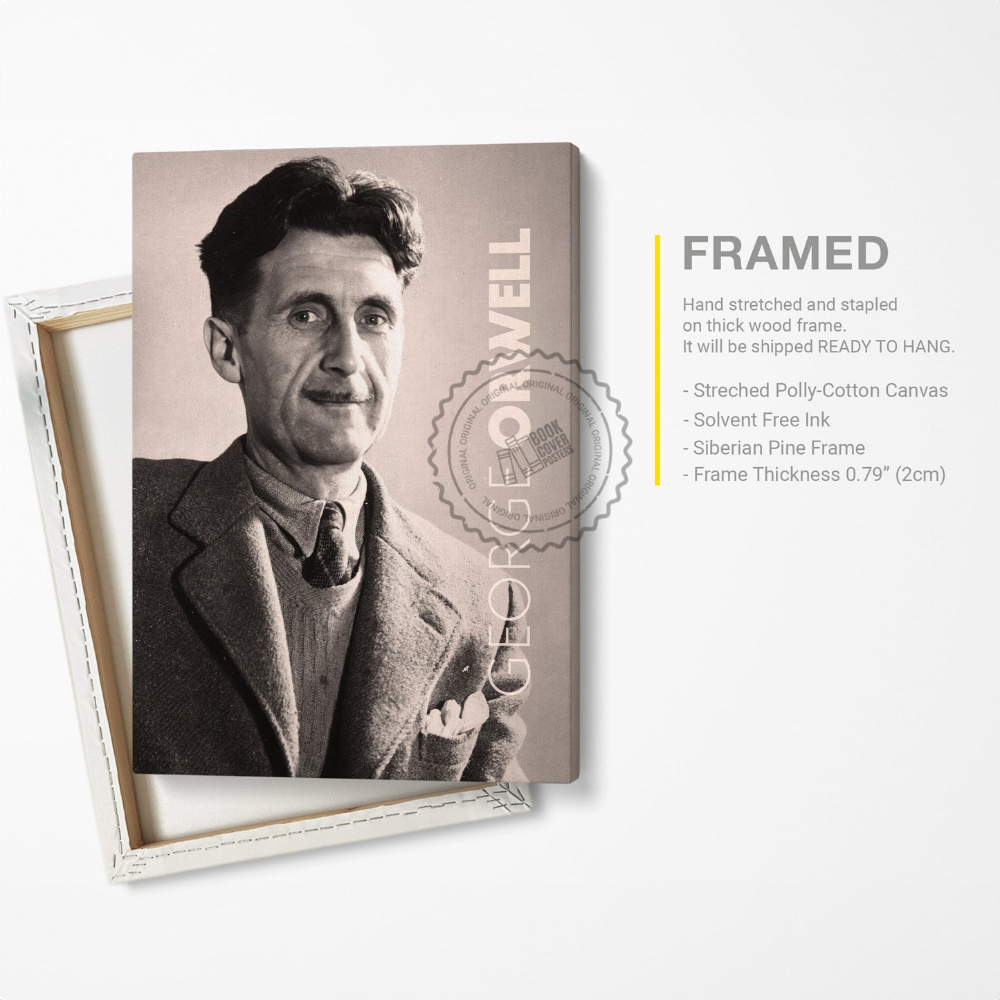 George Orwell Poster Canvas Wall Art, Book Lover Gifts, Gifts for Readers, Bookish Gifts, Bookworm Gifts, Library Decor