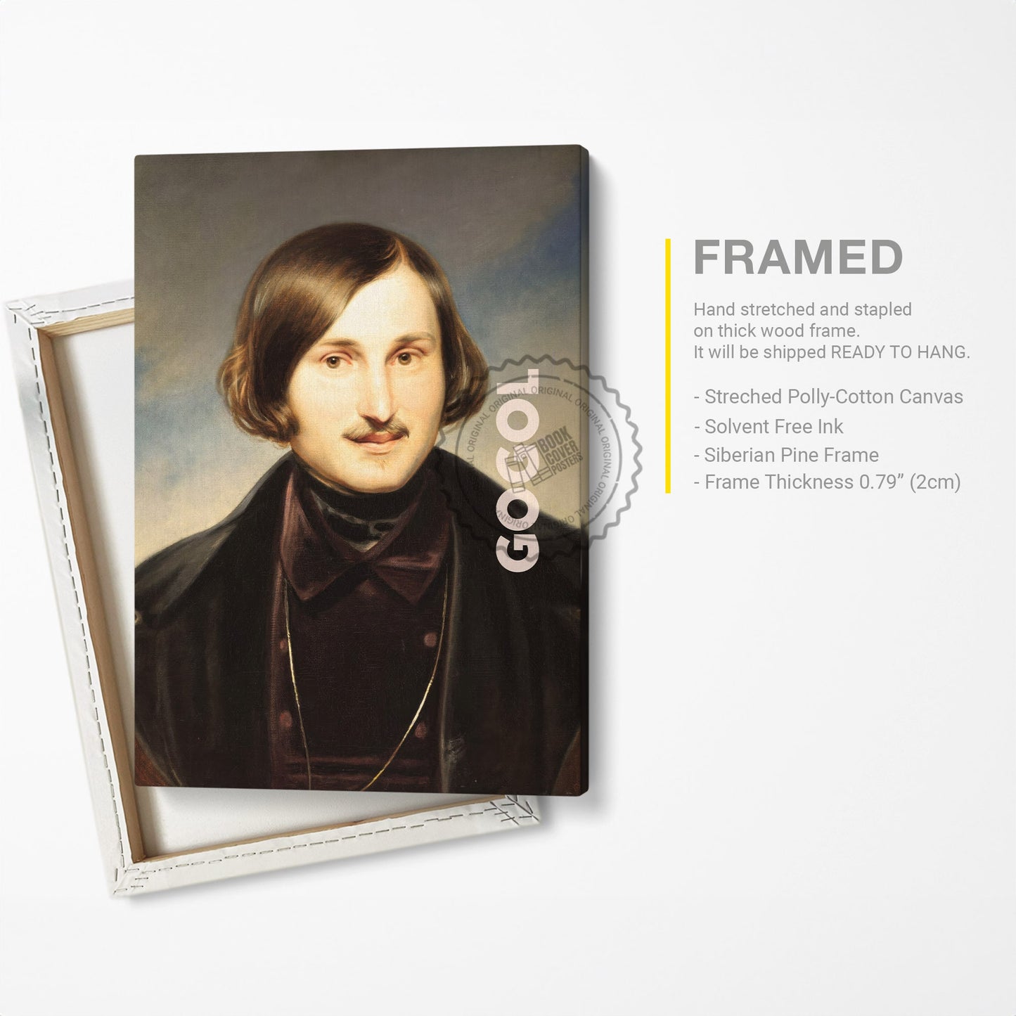 Nikolai Gogol Poster Canvas Wall Art, Book Lover Gifts, Gifts for Readers, Bookish Gifts, Bookworm Gifts, Library Decor