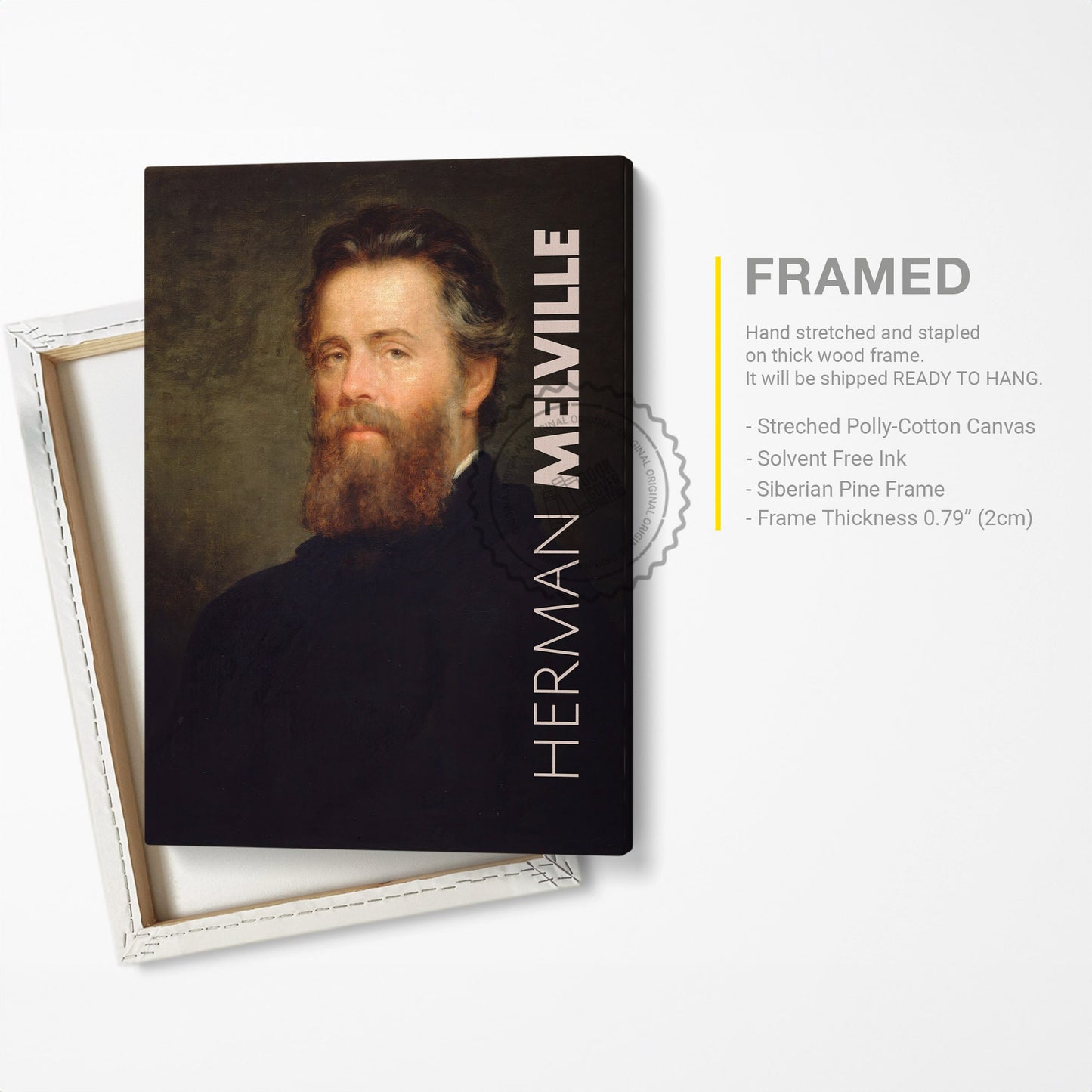 Herman Melville Poster Canvas Wall Art, Book Lover Gifts, Gifts for Readers, Bookish Gifts, Bookworm Gifts, Library Decor