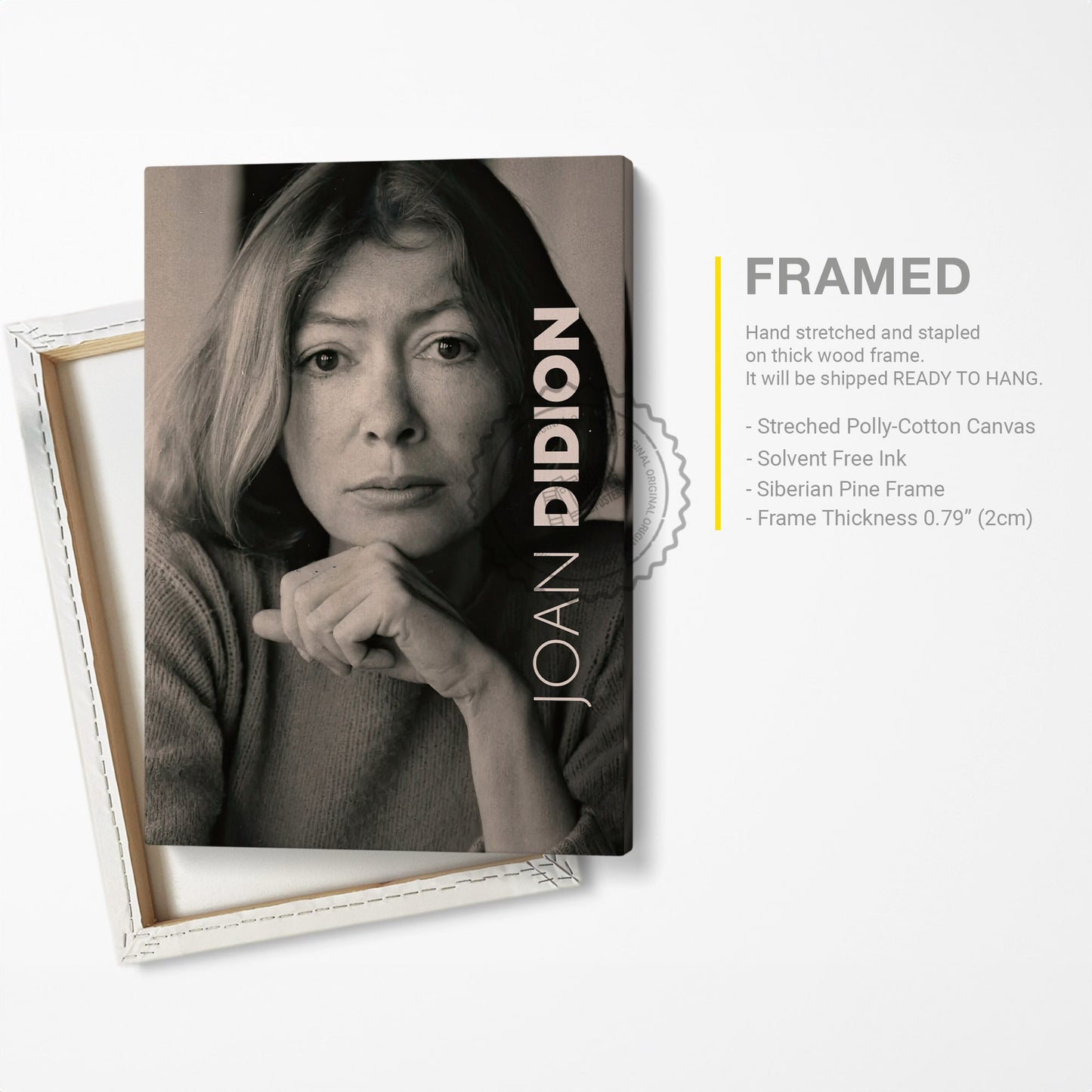 Joan Didion Poster Canvas Wall Art, Book Lover Gifts, Gifts for Readers, Bookish Gifts, Bookworm Gifts, Library Decor