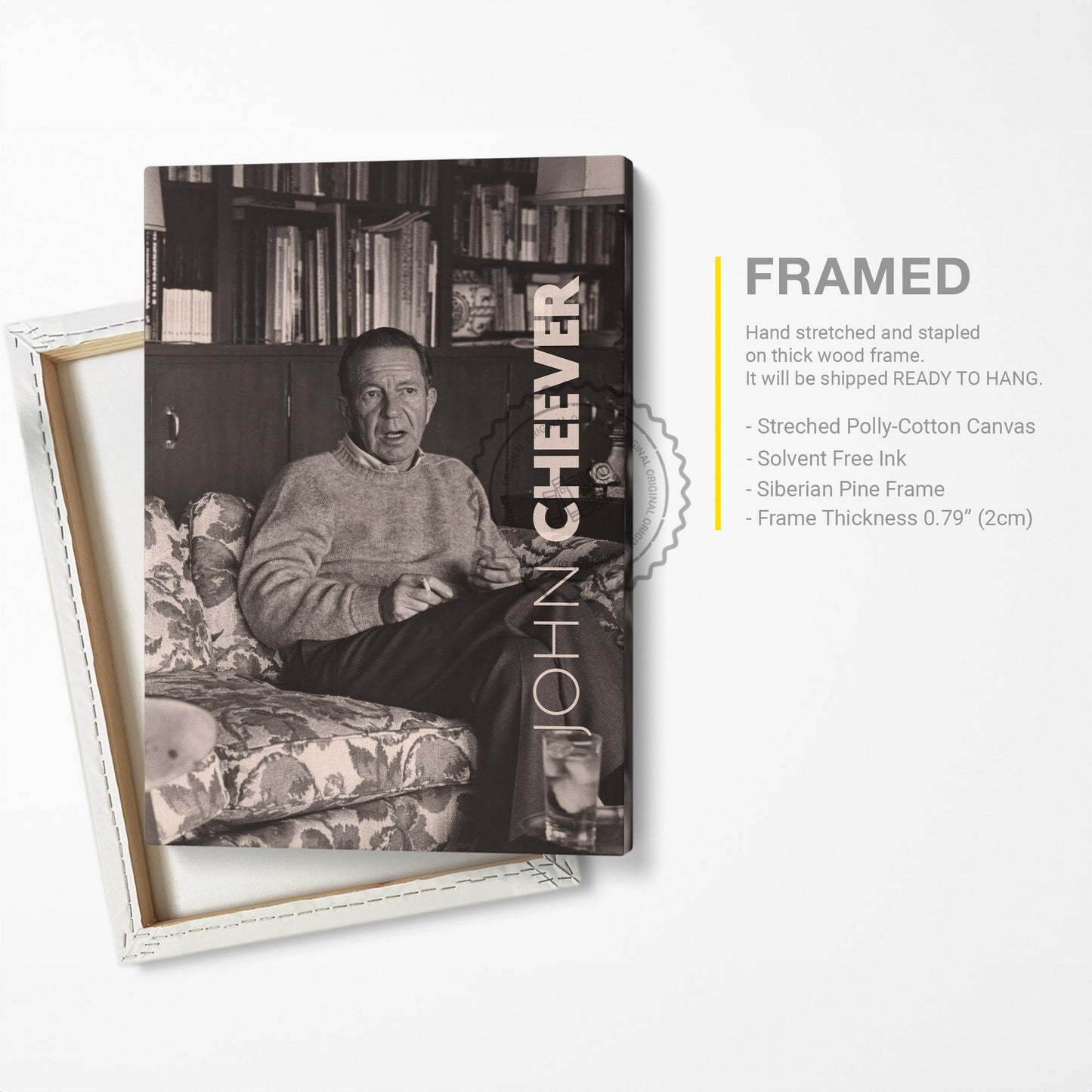 John Cheever Poster Canvas Wall Art, Book Lover Gifts, Gifts for Readers, Bookish Gifts, Bookworm Gifts, Library Decor