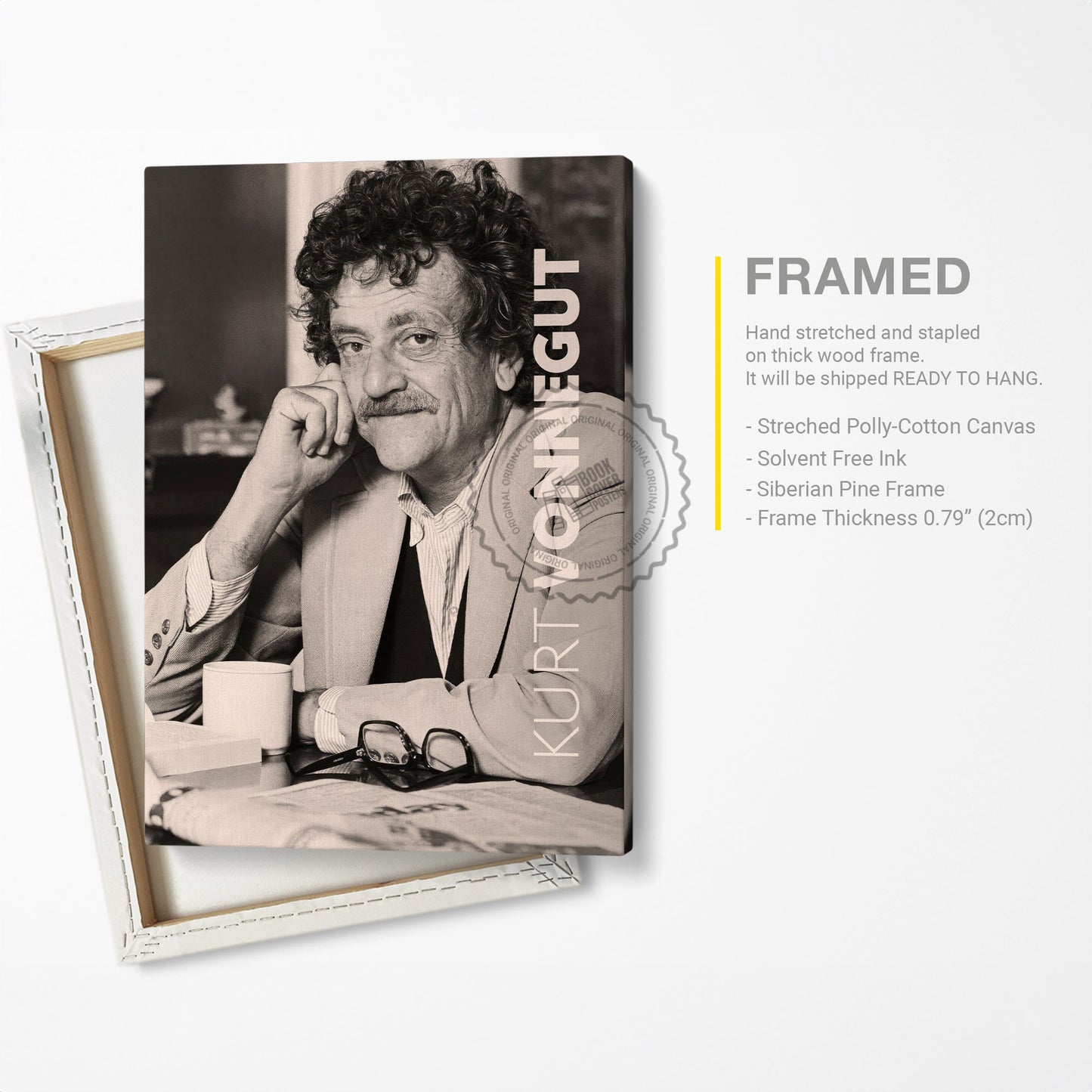 Kurt Vonnegut Poster Canvas Wall Art, Book Lover Gifts, Gifts for Readers, Bookish Gifts, Bookworm Gifts, Library Decor