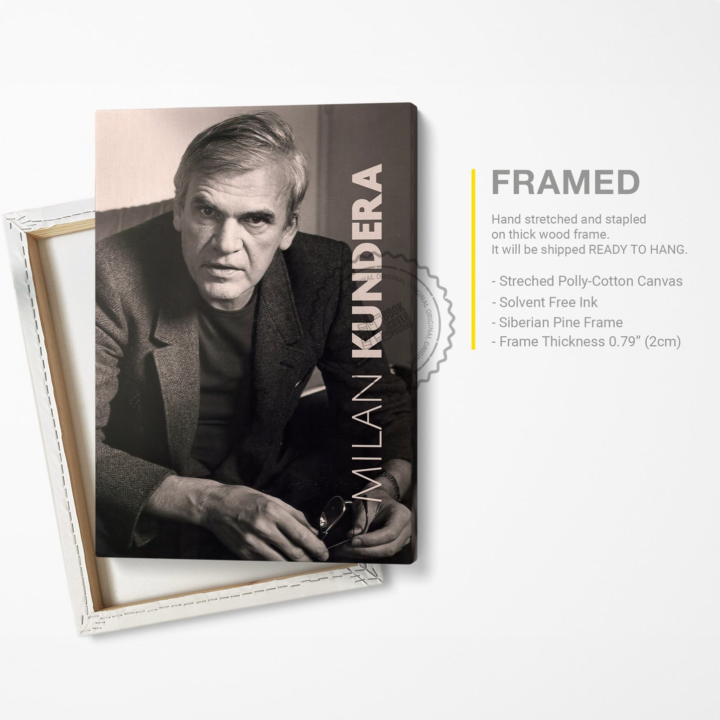 Milan Kundera Poster Canvas Wall Art, Book Lover Gifts, Gifts for Readers, Bookish Gifts, Bookworm Gifts, Library Decor