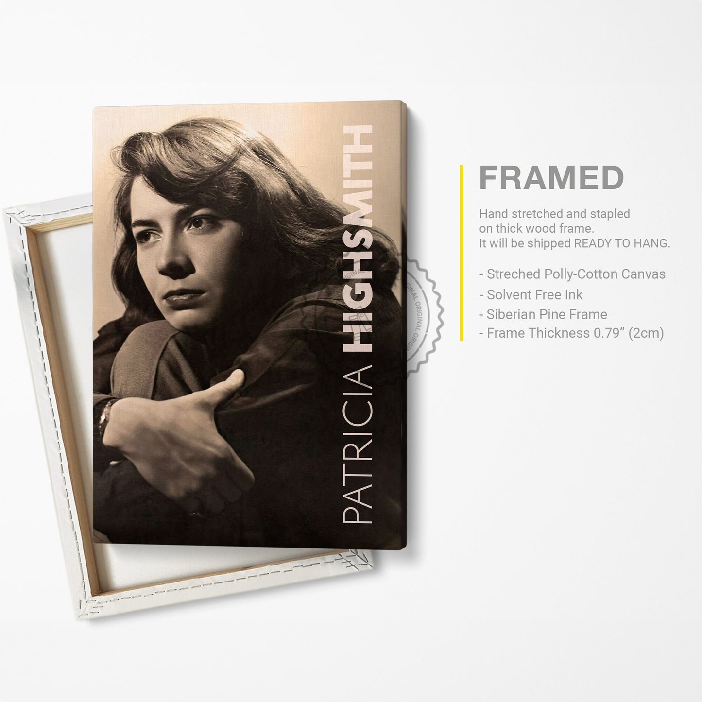 Patricia Highsmith Poster Canvas Wall Art, Book Lover Gifts, Gifts for Readers, Bookish Gifts, Bookworm Gifts, Library Decor