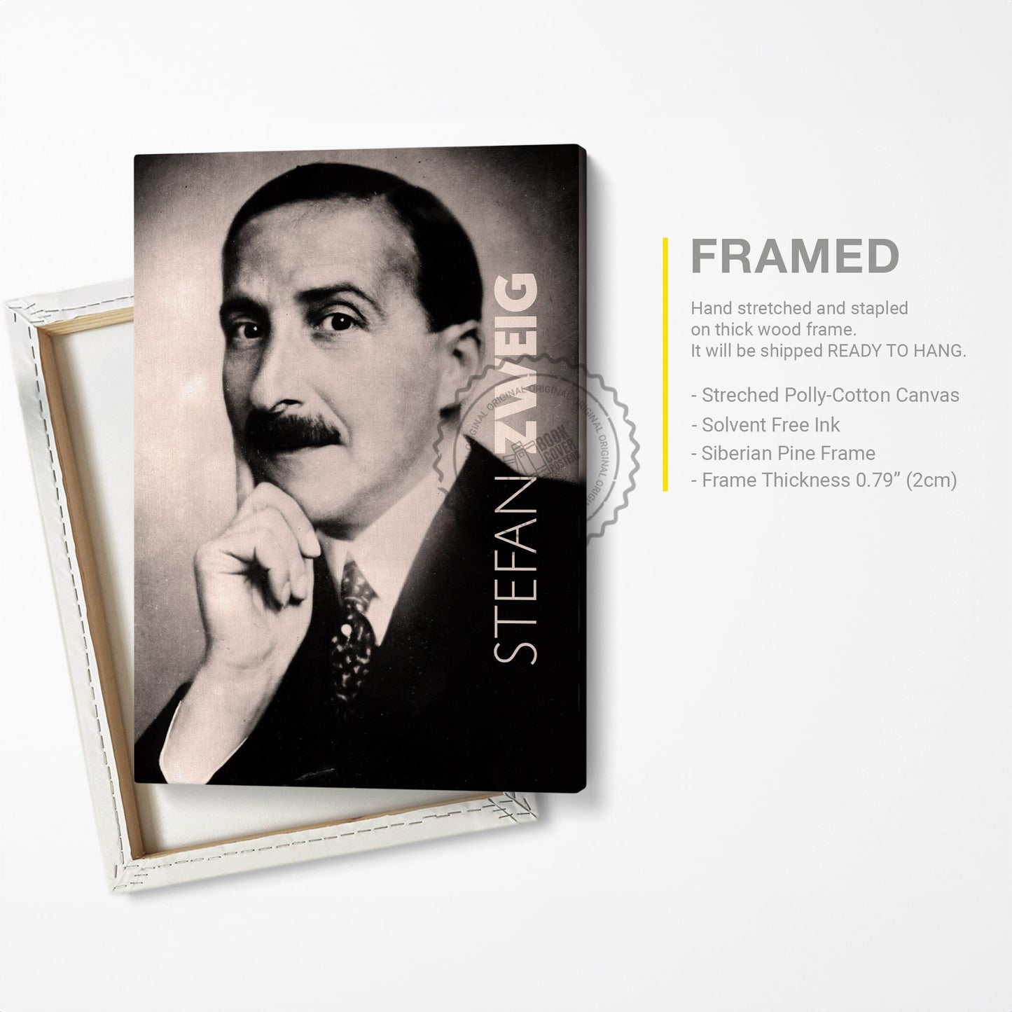 Stefan Zweig Poster Canvas Wall Art, Book Lover Gifts, Gifts for Readers, Bookish Gifts, Bookworm Gifts, Library Decor