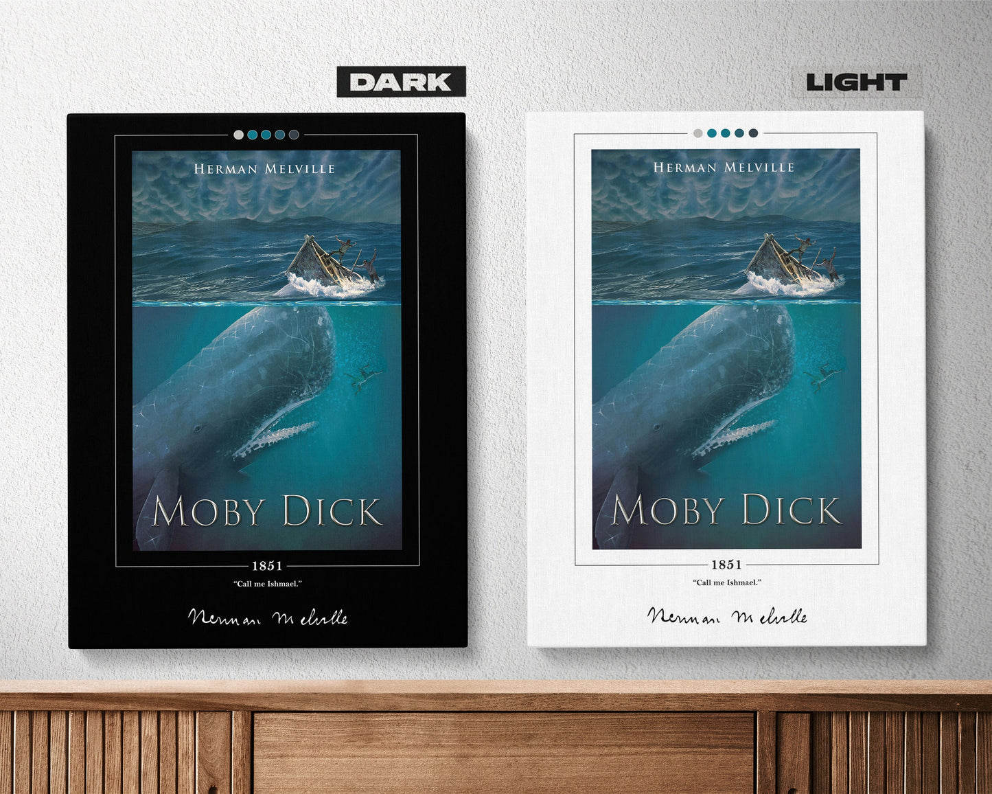 Moby Dick Book Cover Poster | Herman Melville, Moby Dick Poster, Moby Dick Print, Book Posters, Canvas Wall Art, Book Art, Book Lover Gift