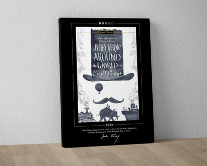 Around the World in Eighty Days Book Cover Poster | Jules Verne, Around the World in Eighty Days Poster, Book Posters, Canvas Wall Art