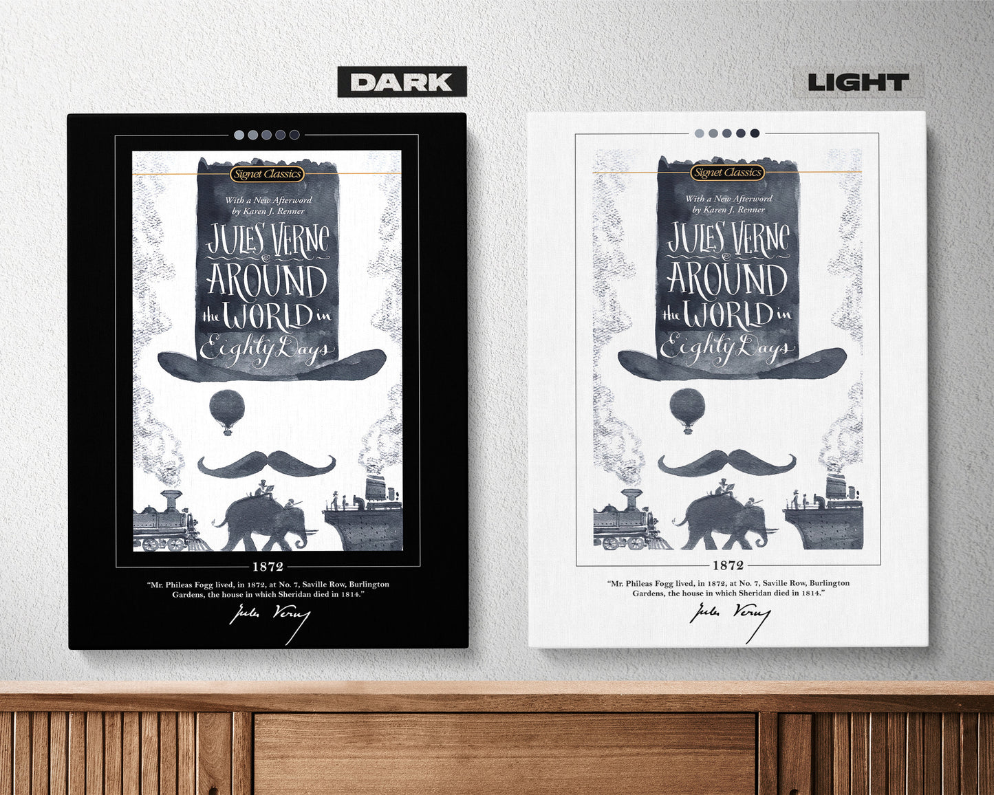 Around the World in Eighty Days Book Cover Poster | Jules Verne, Around the World in Eighty Days Poster, Book Posters, Canvas Wall Art