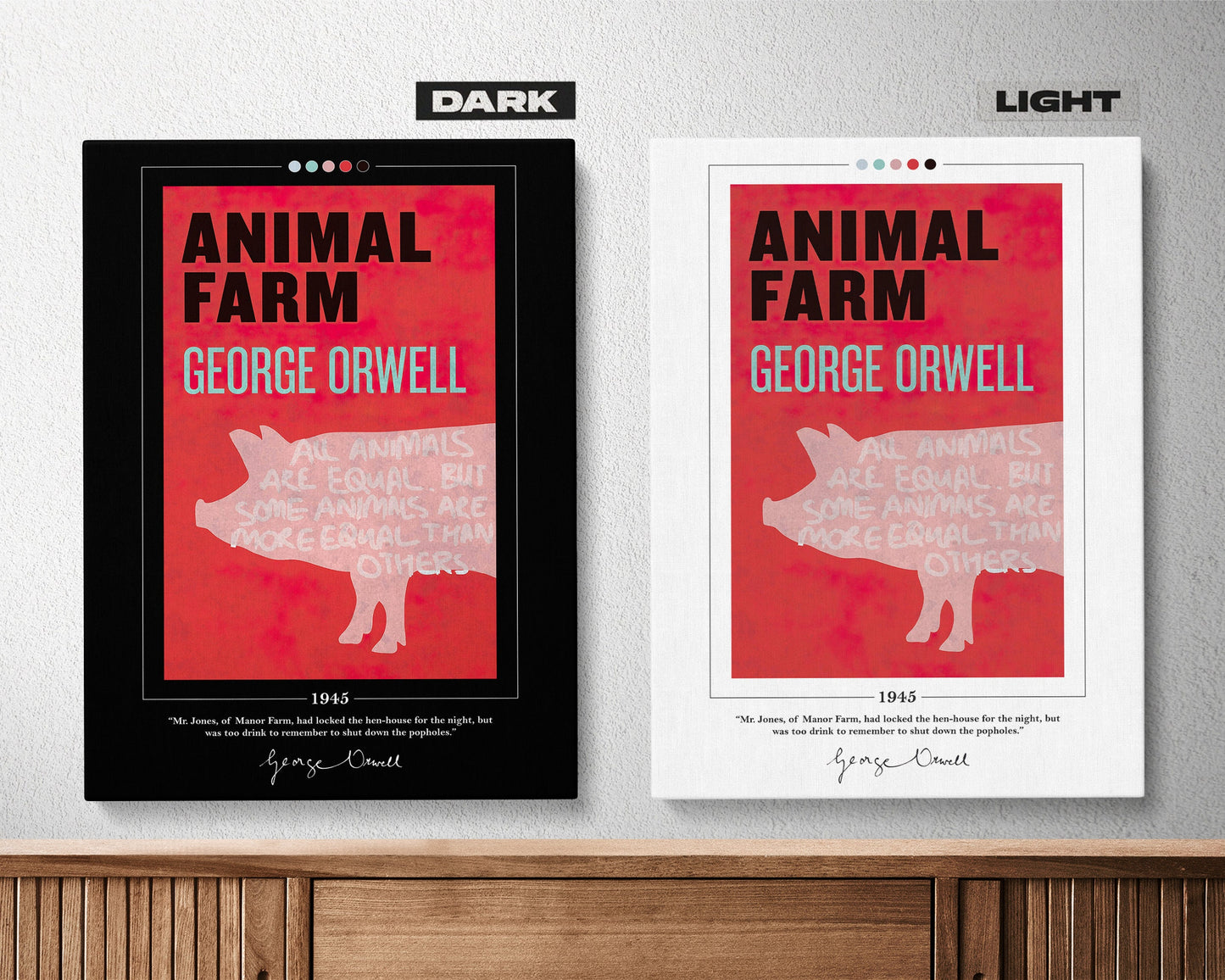 Animal Farm Book Cover Poster | George Orwell, Animal Farm Poster, Animal Farm Print, Book Posters, Canvas Wall Art, Book Lover Gift