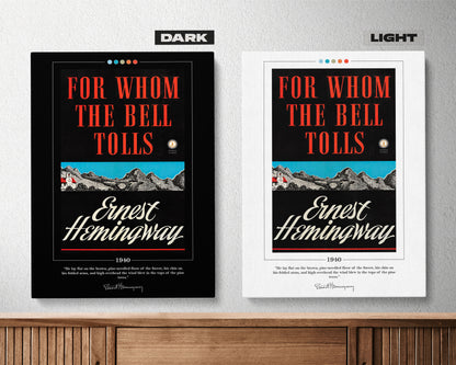 For Whom the Bell Tolls Book Cover Poster | Ernest Hemingway, For Whom the Bell Tolls Poster, Book Posters, Canvas Wall Art, Book Lover Gift