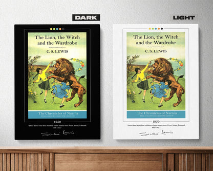 The Lion the Witch and the Wardrobe Book Cover Poster | C. S. Lewis, The Chronicles of Narnia Poster, Book Posters, Book Art, Canvas Print
