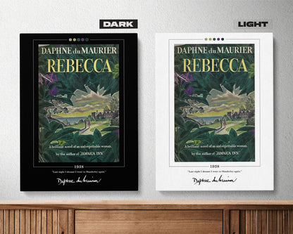 Rebecca Book Cover Poster | Daphne du Maurier, Rebecca Poster, Rebecca Print, Book Posters, Book Art, Canvas Wall Art, Book Lover Gift