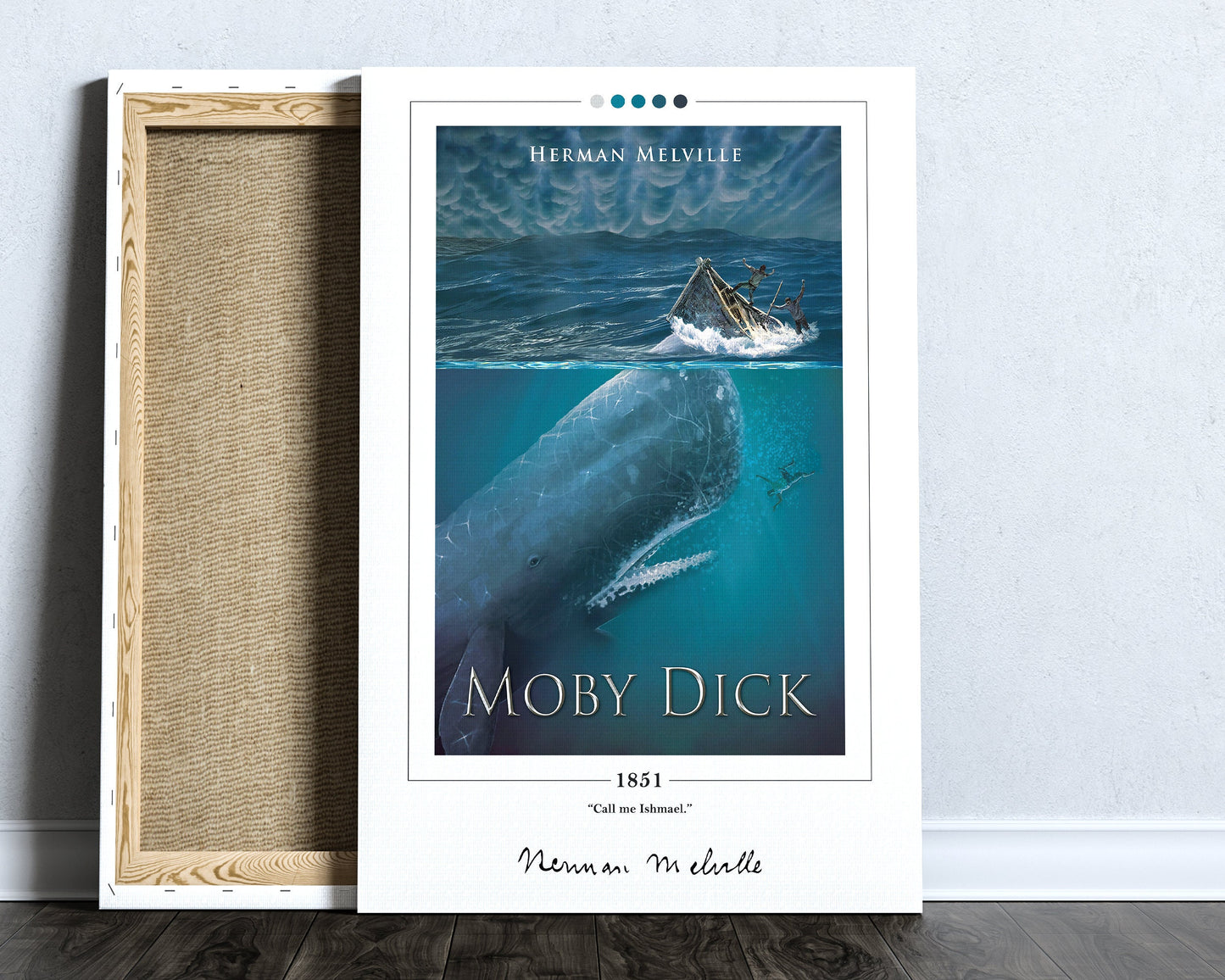 Moby Dick Book Cover Poster | Herman Melville, Moby Dick Poster, Moby Dick Print, Book Posters, Canvas Wall Art, Book Art, Book Lover Gift