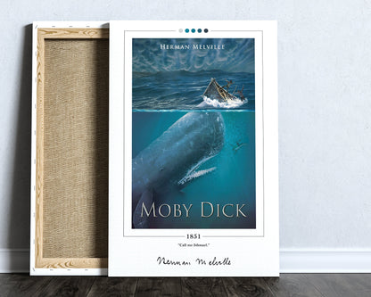 Moby Dick Book Cover Poster | Herman Melville, Moby Dick Poster, Moby Dick Print, Book Posters, Canvas Wall Art, Book Art, Book Lover Gift