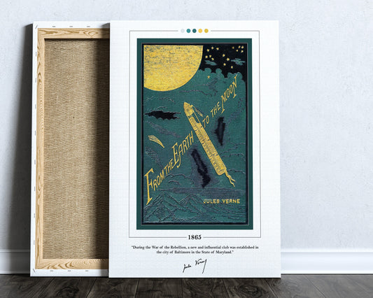 From the Earth to the Moon Book Cover Poster | Jules Verne, From the Earth to the Moon Poster, Book Posters, Canvas Wall Art, Book Art
